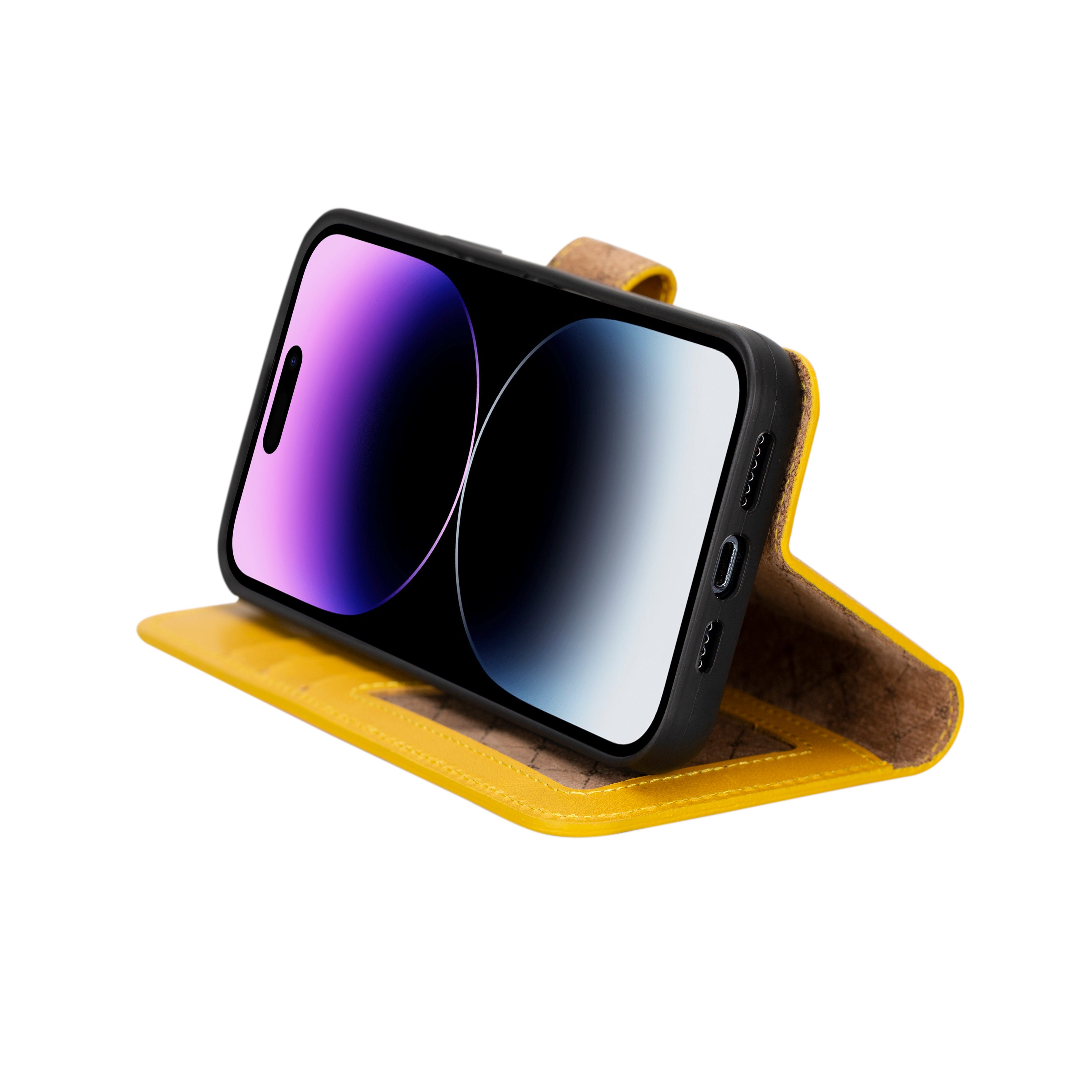 Étui portefeuille amovible en cuir véritable pour iPhone 14 Pro Max (6,7")
