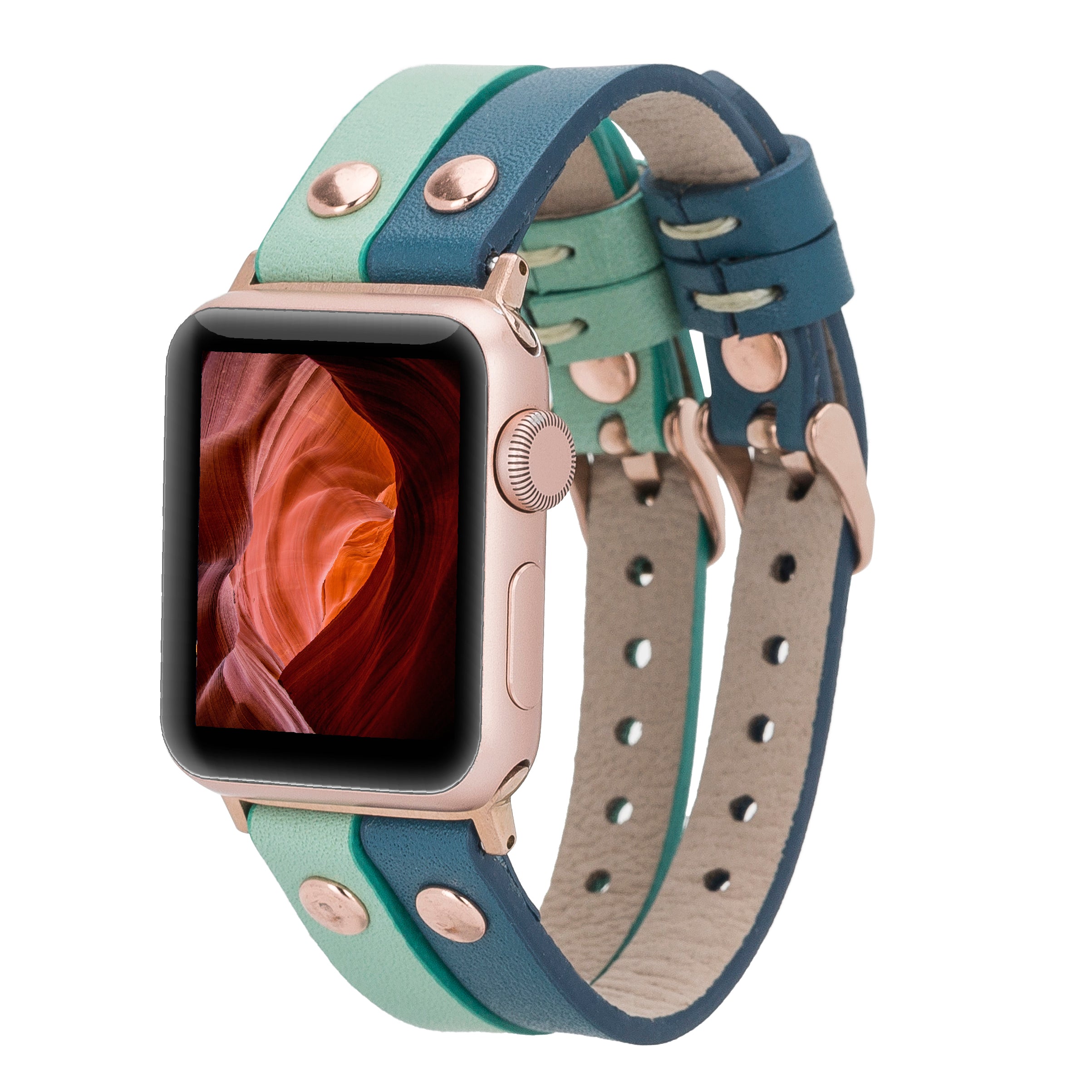 Blue Mint Apple iWatch Genuine Leather Watch Band