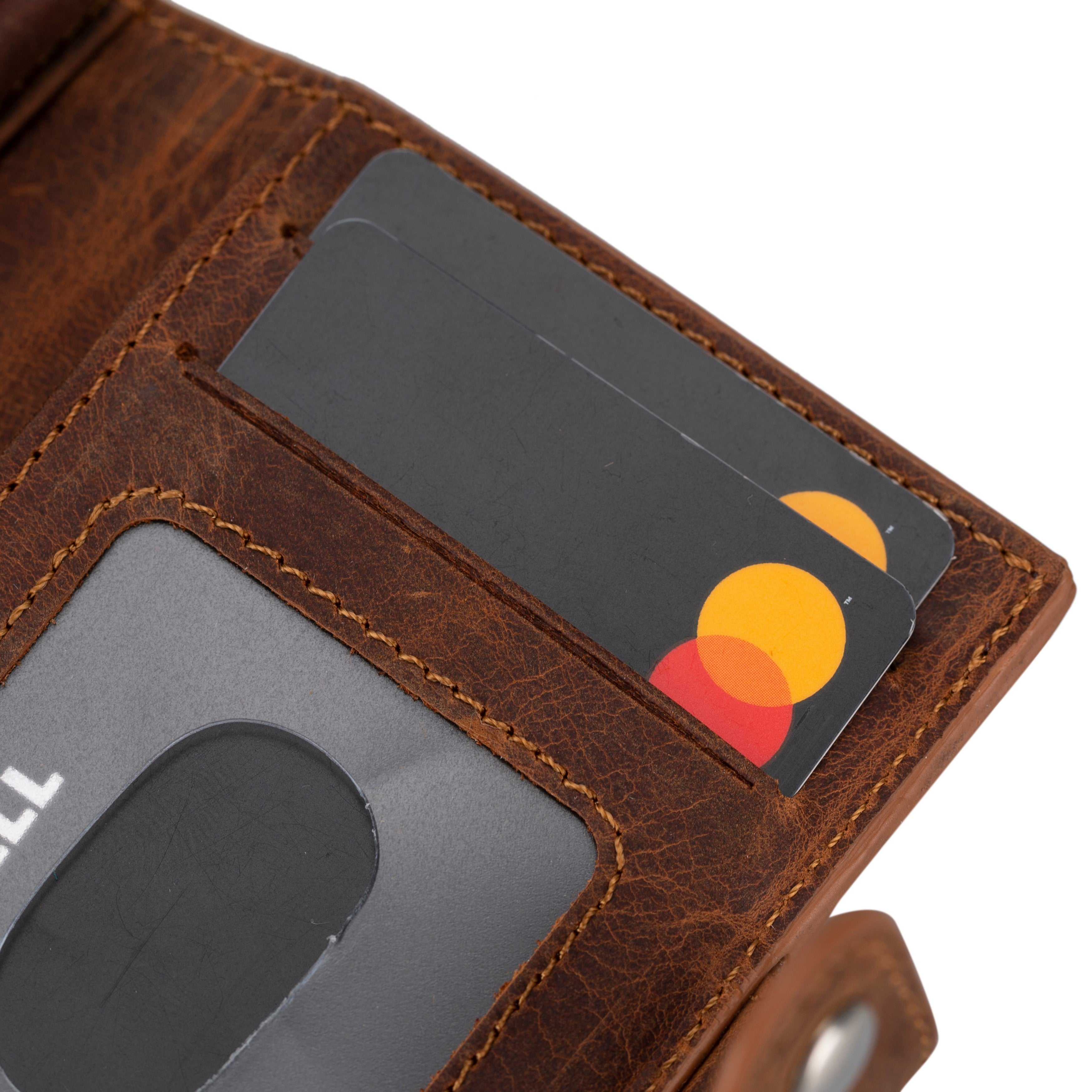 Porte-cartes mécanique en cuir Palertag Zip avec emplacement pour AirTag