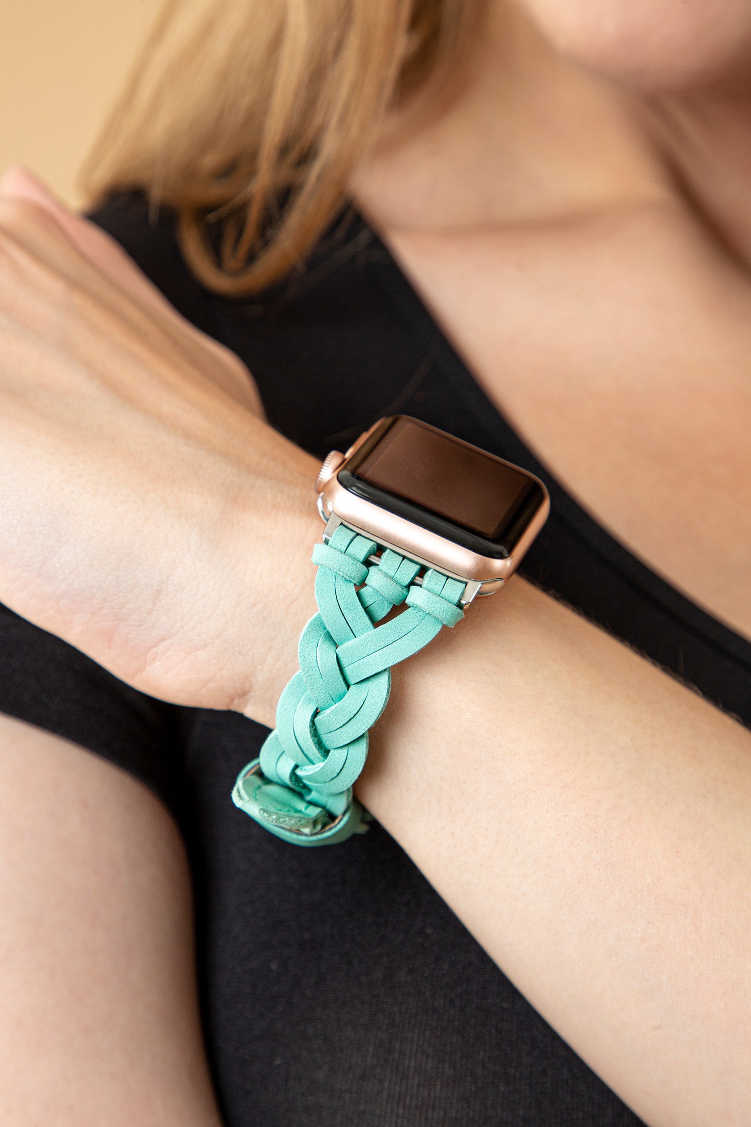 Braided Fitbit Genuine Leather Watch Band