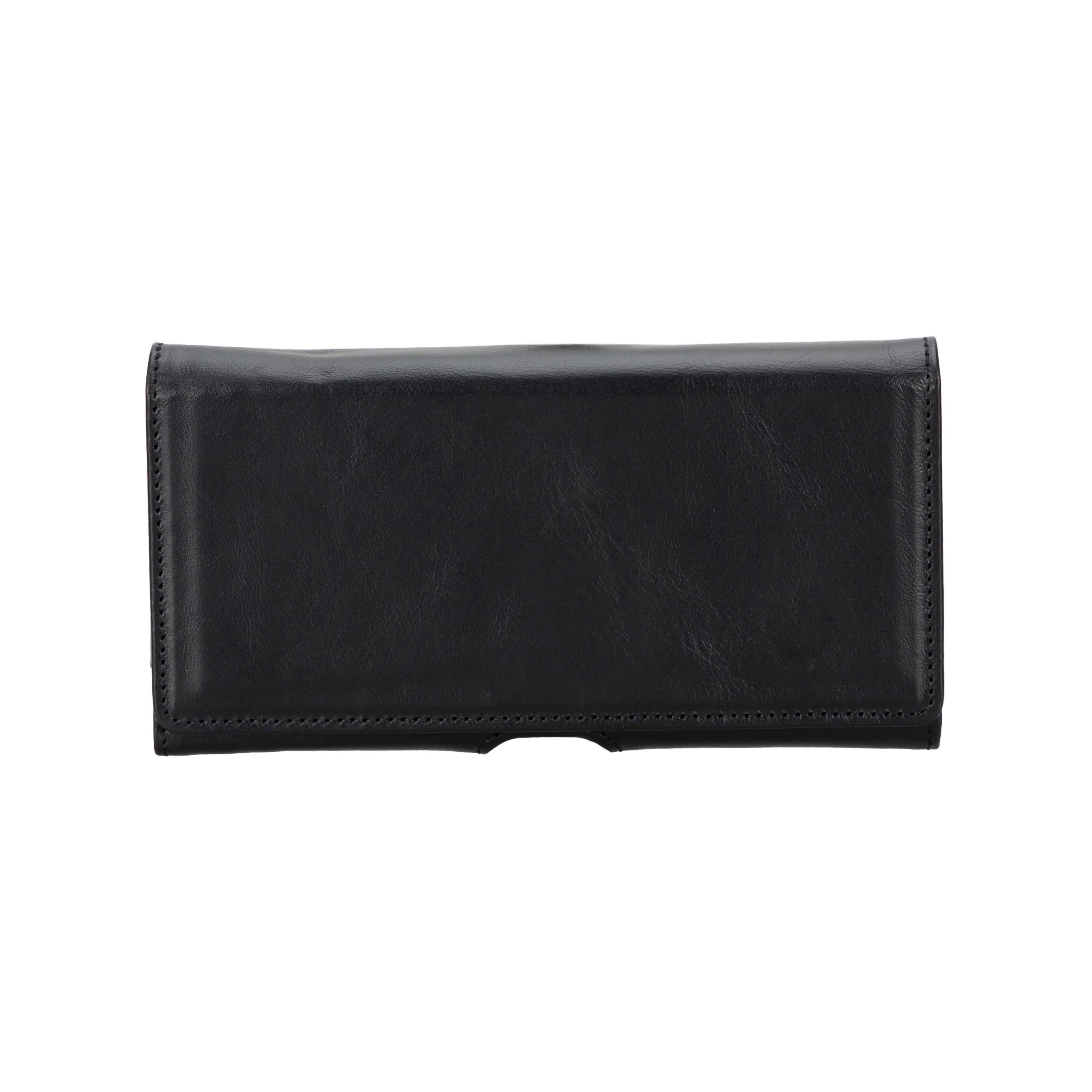 Black leather wallet on a white background