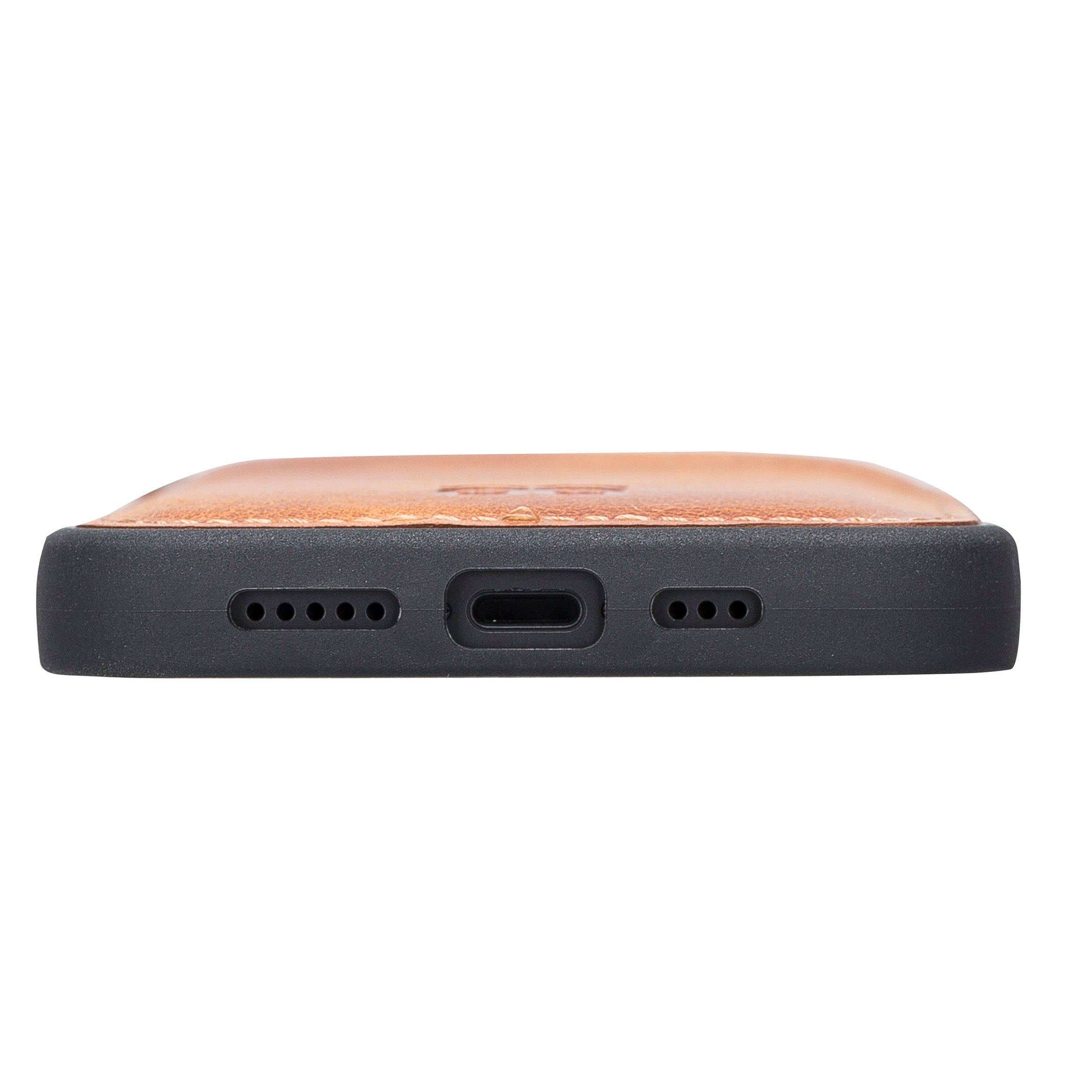 Coque arrière flexible en cuir véritable pour iPhone 13 Series avec porte-cartes