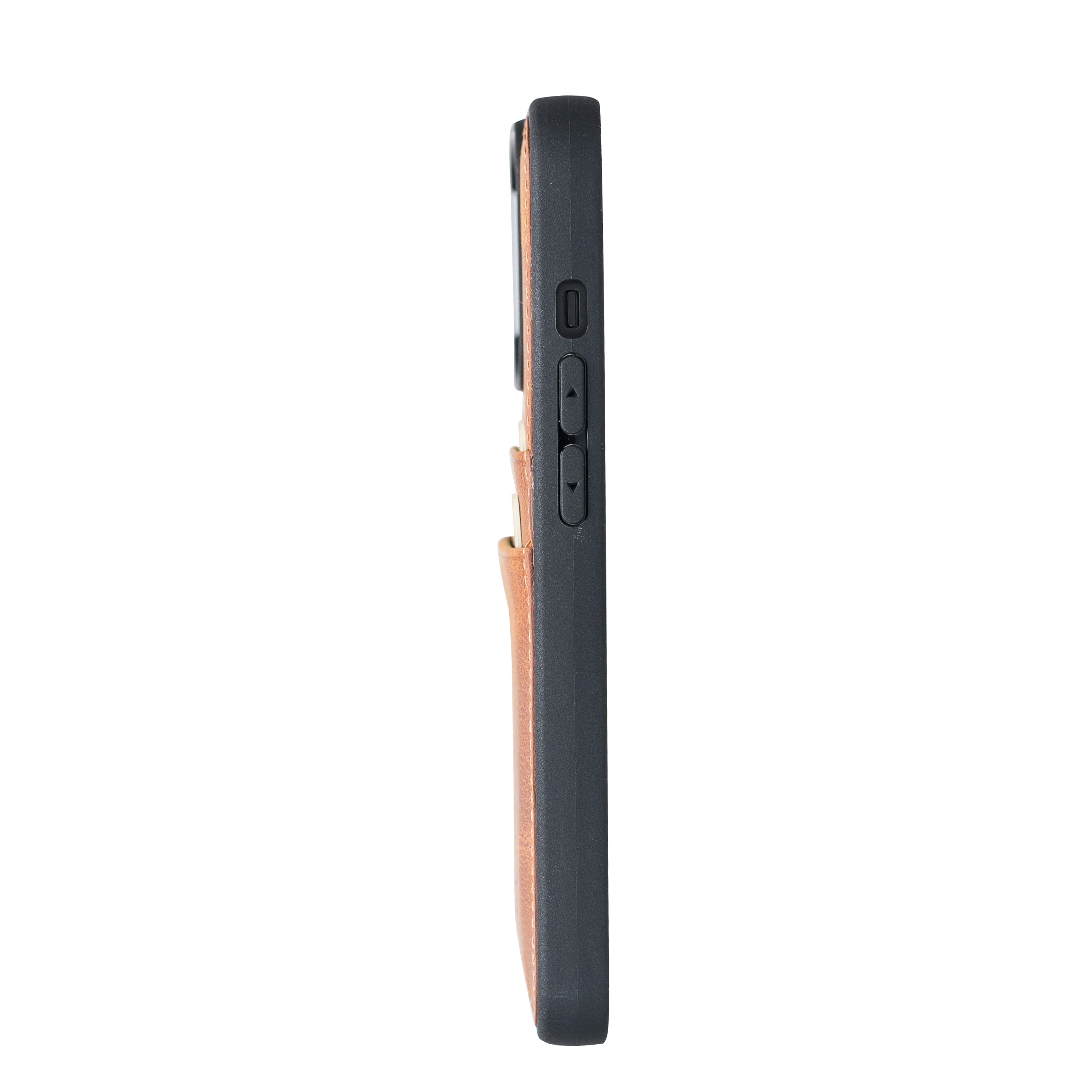 Coque arrière flexible en cuir véritable pour iPhone 13 Series avec porte-cartes