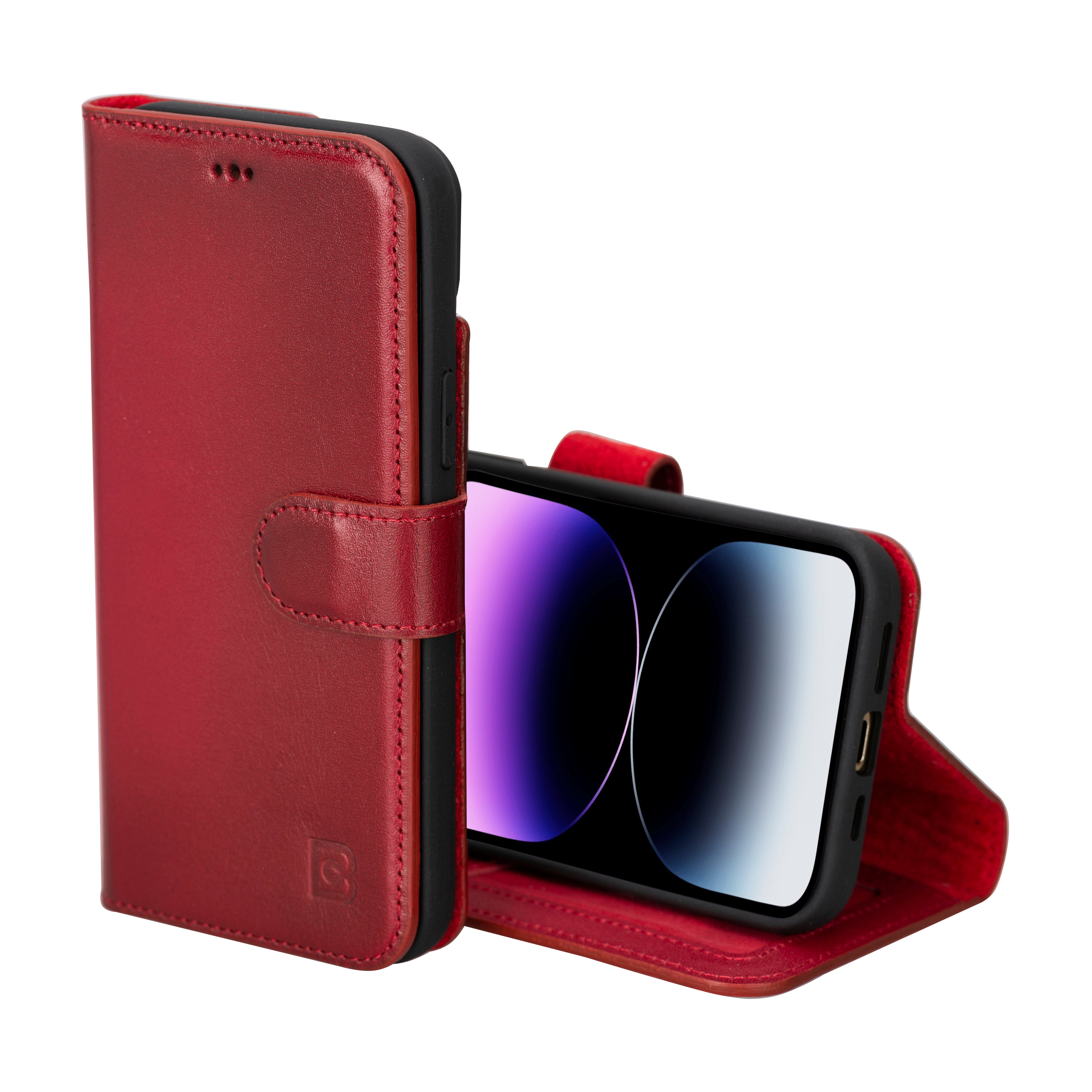 Étui portefeuille amovible en cuir véritable pour iPhone 15 Pro Max (6,7")
