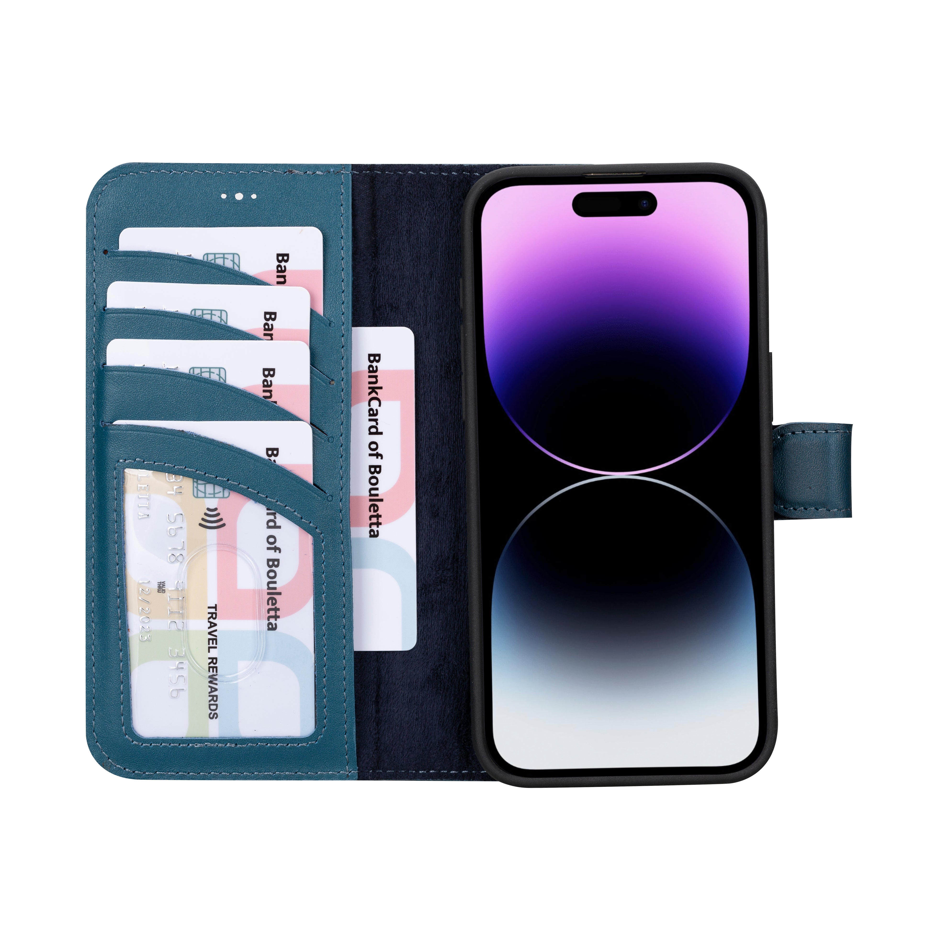 Étui portefeuille amovible en cuir véritable pour iPhone 15 Pro Max (6,7")