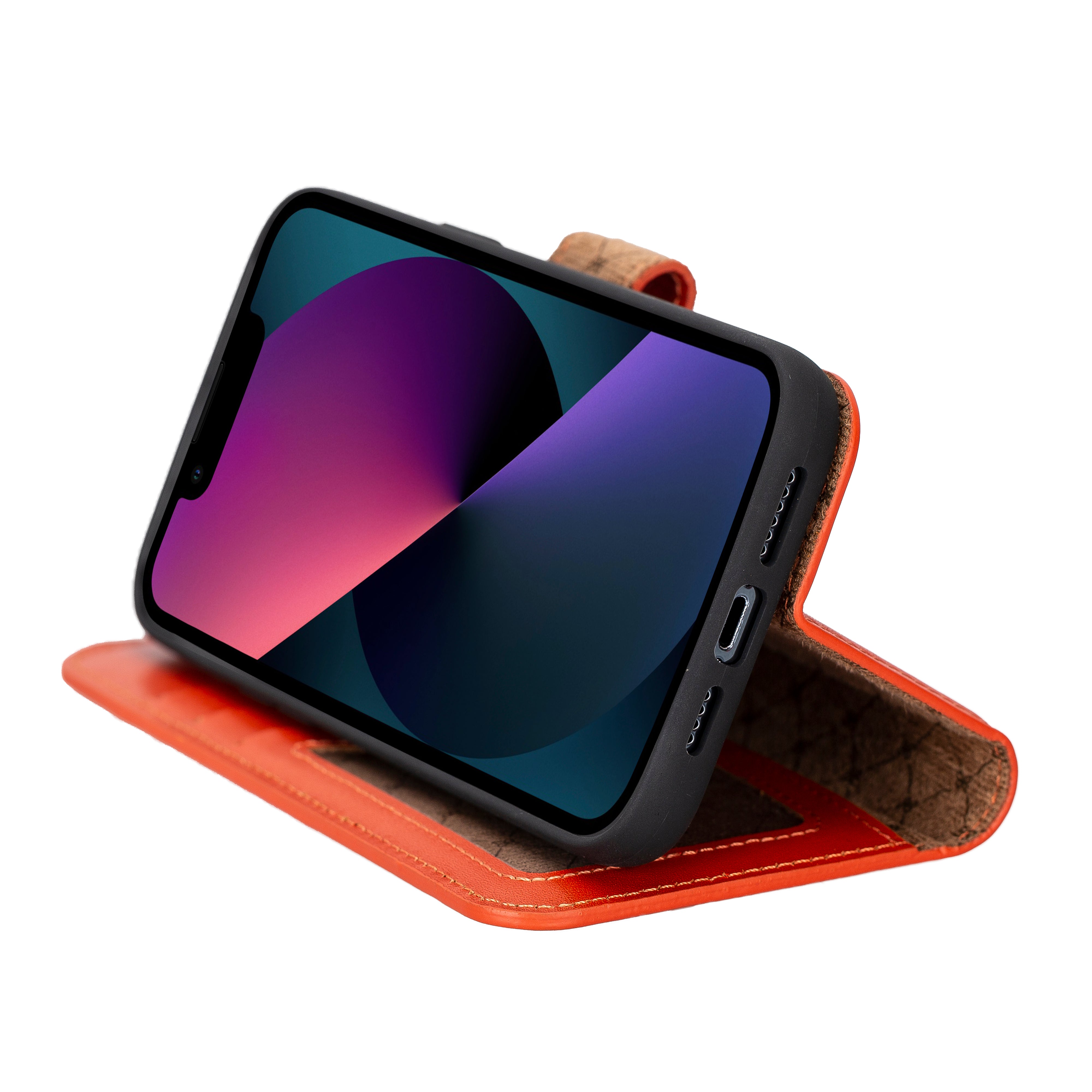 Étui portefeuille amovible en cuir véritable pour iPhone 14 Pro Max (6,7")