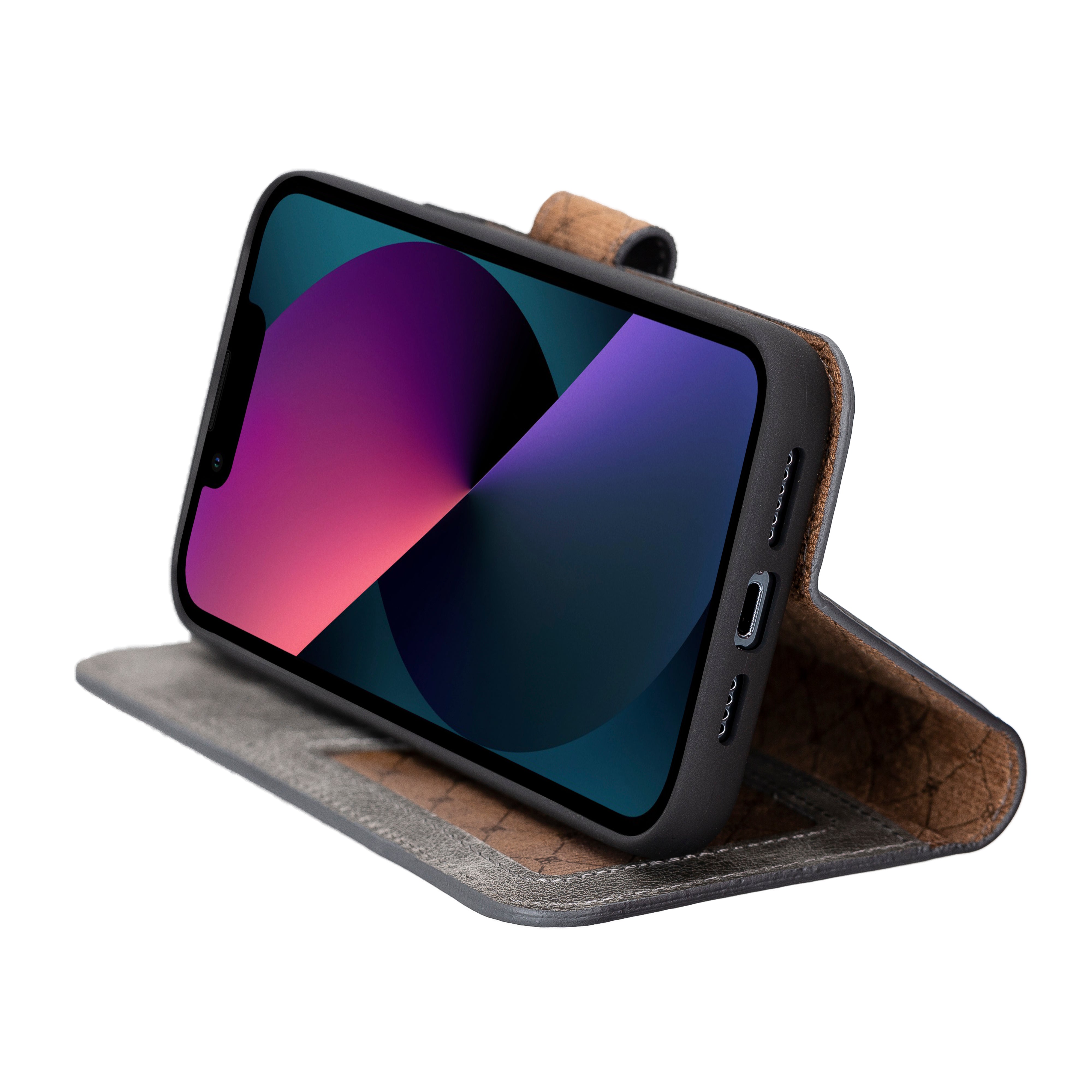 Étui portefeuille amovible en cuir véritable pour iPhone 14 Pro Max (6,7")