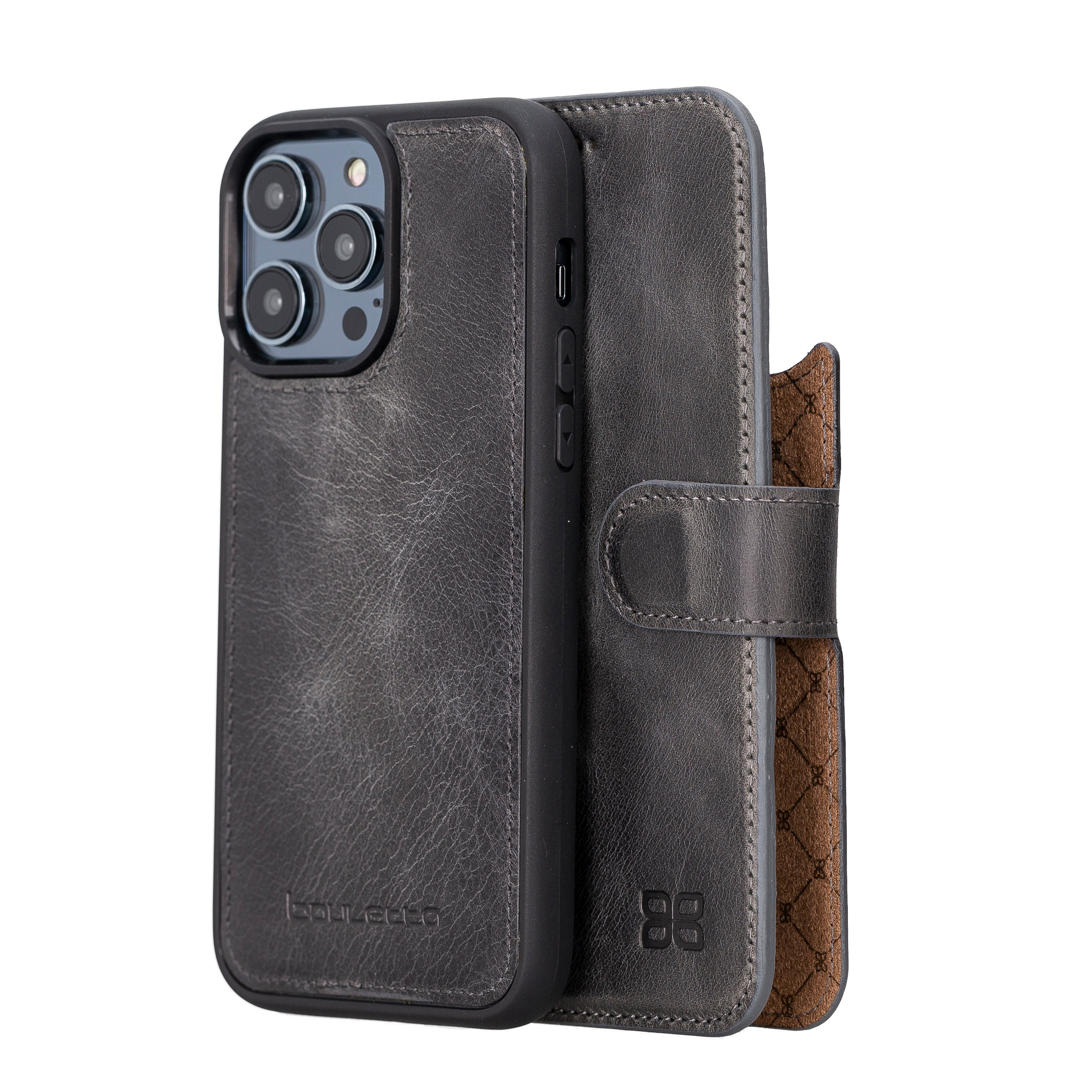 Étui portefeuille amovible en cuir véritable pour iPhone 14 Pro Max (6,7")
