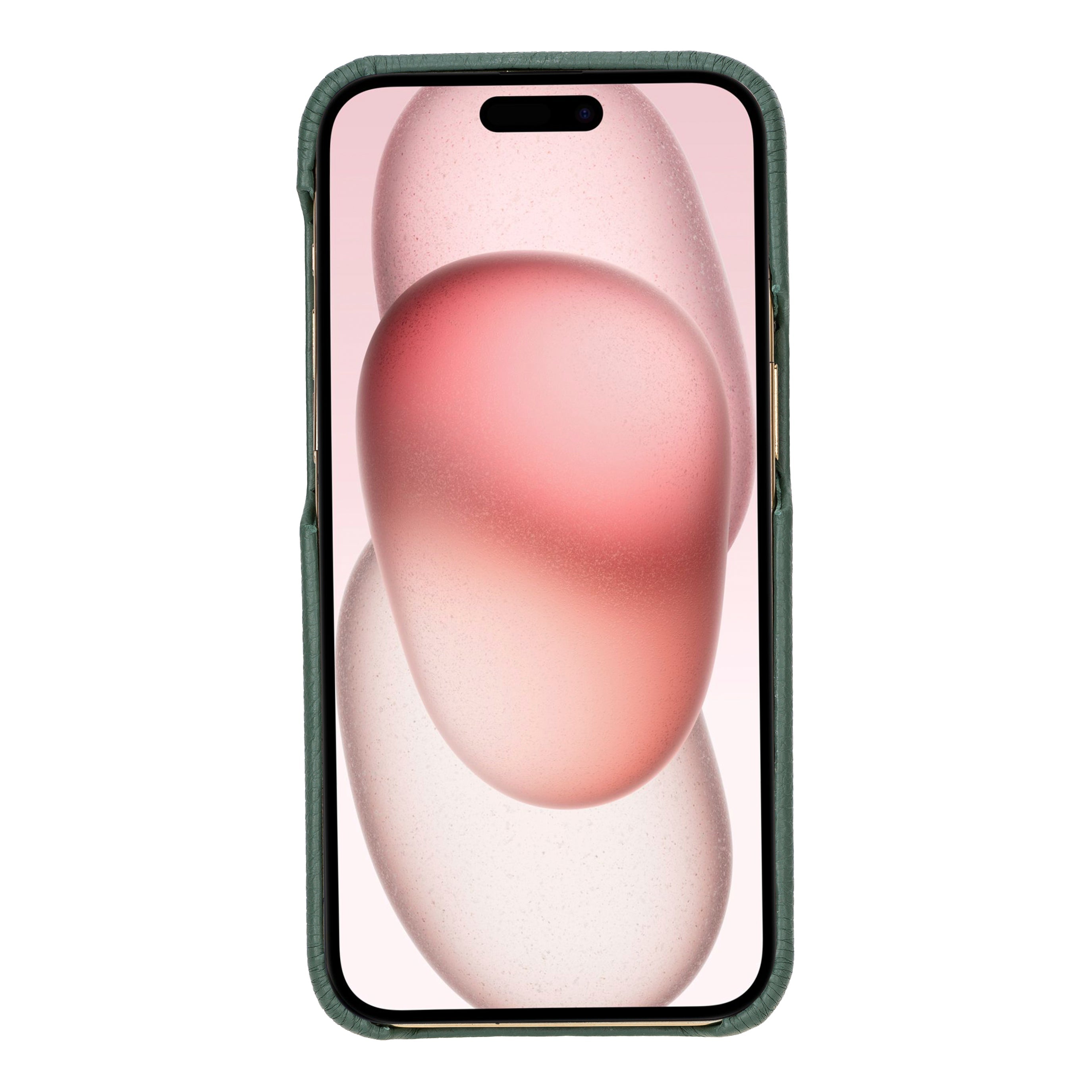 Coque arrière entièrement en cuir véritable à clipser pour iPhone 15 (6,1") F360