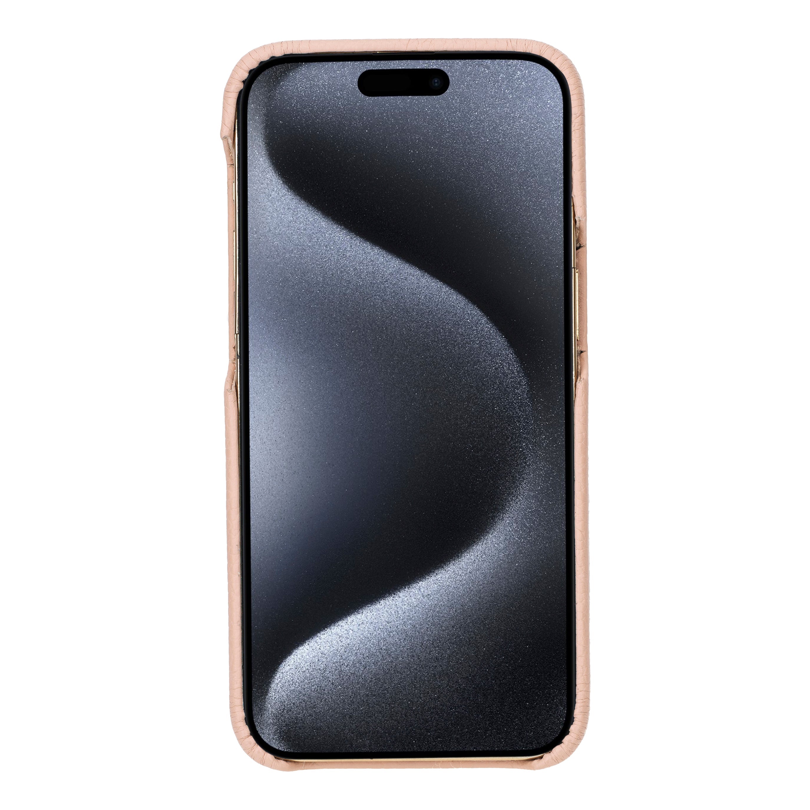 Coque arrière entièrement en cuir véritable à clipser pour iPhone 15 (6,1") F360