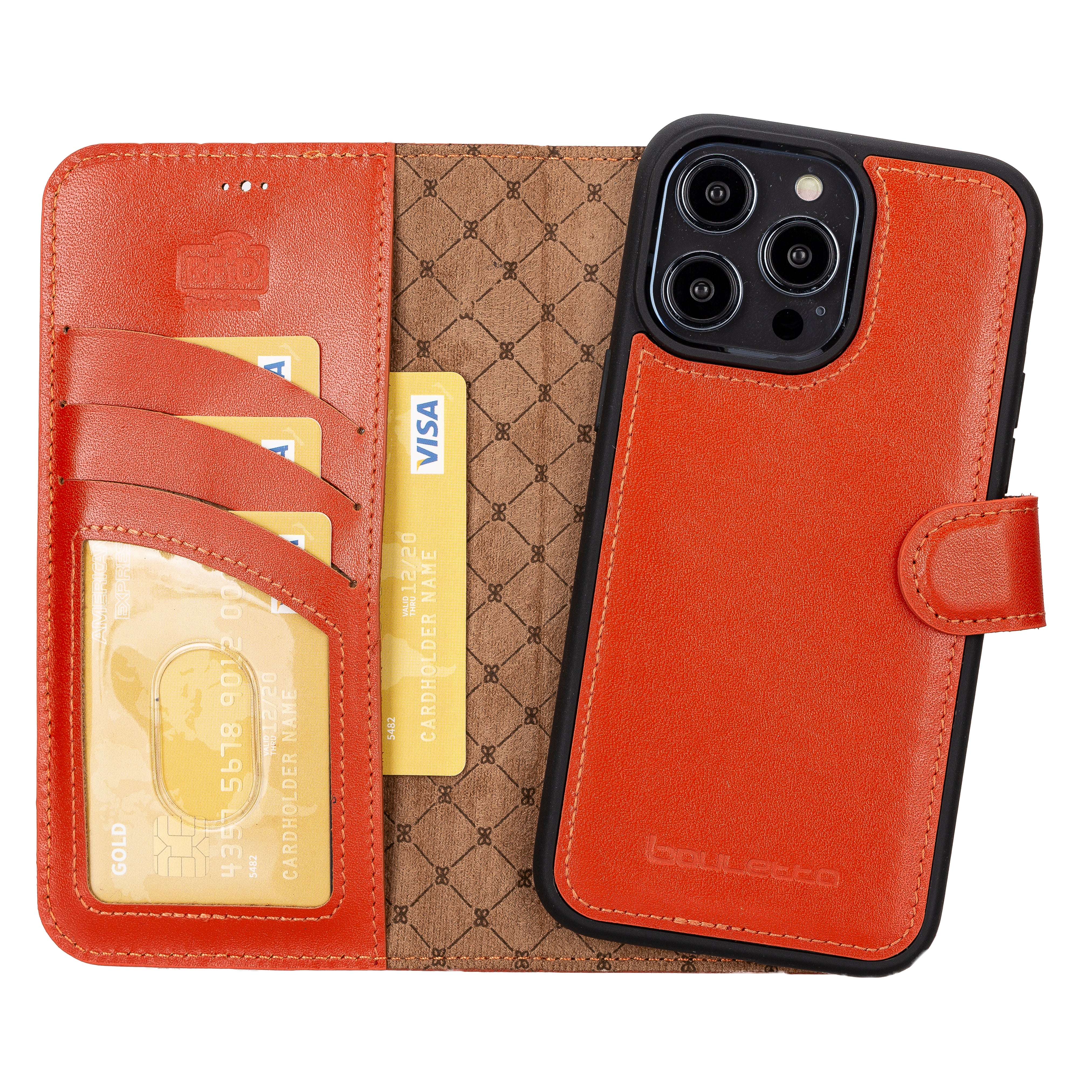 Étui portefeuille amovible en cuir véritable pour iPhone 14 Pro Max (6,7")