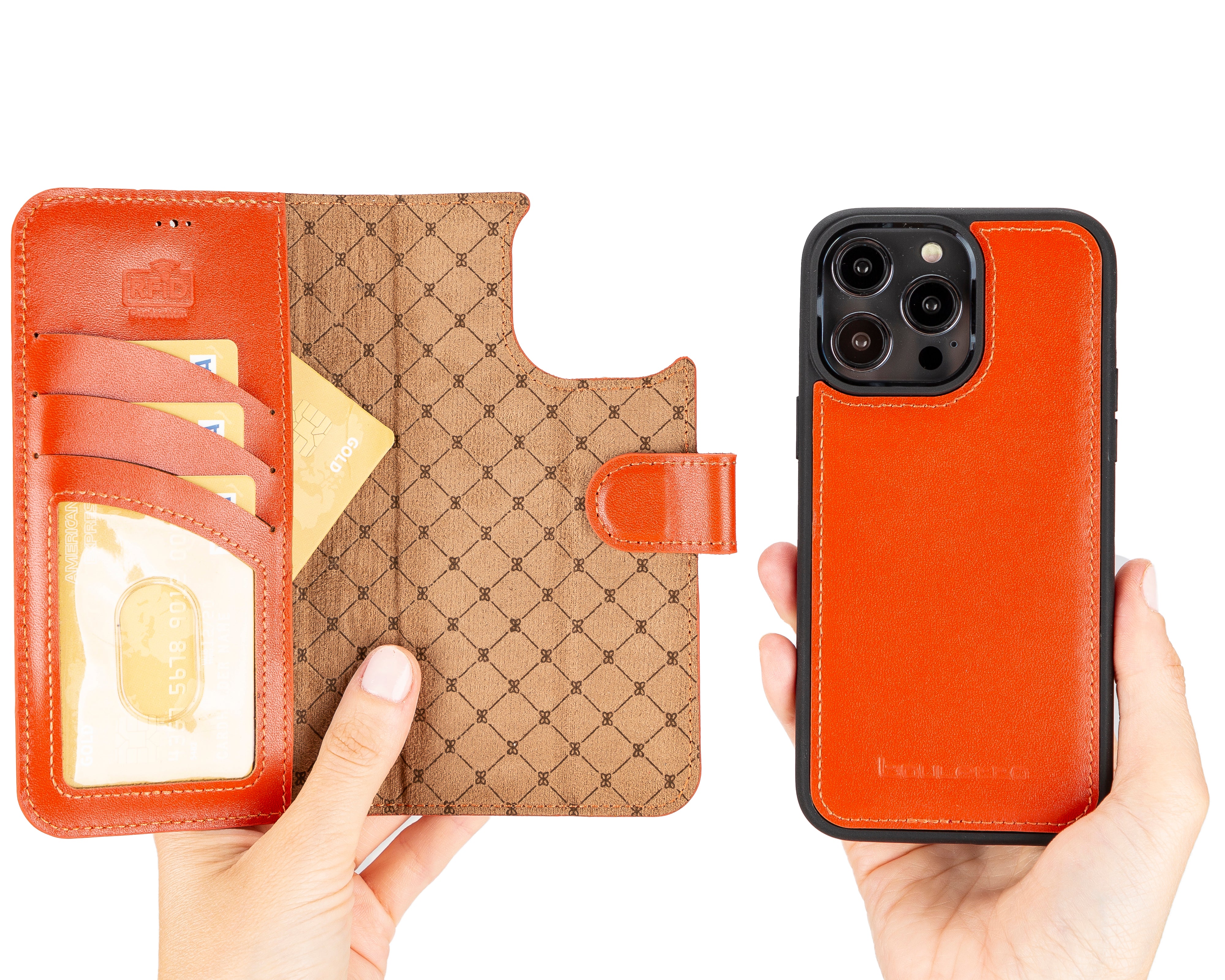 Étui portefeuille amovible en cuir véritable pour iPhone 14 Pro Max (6,7")