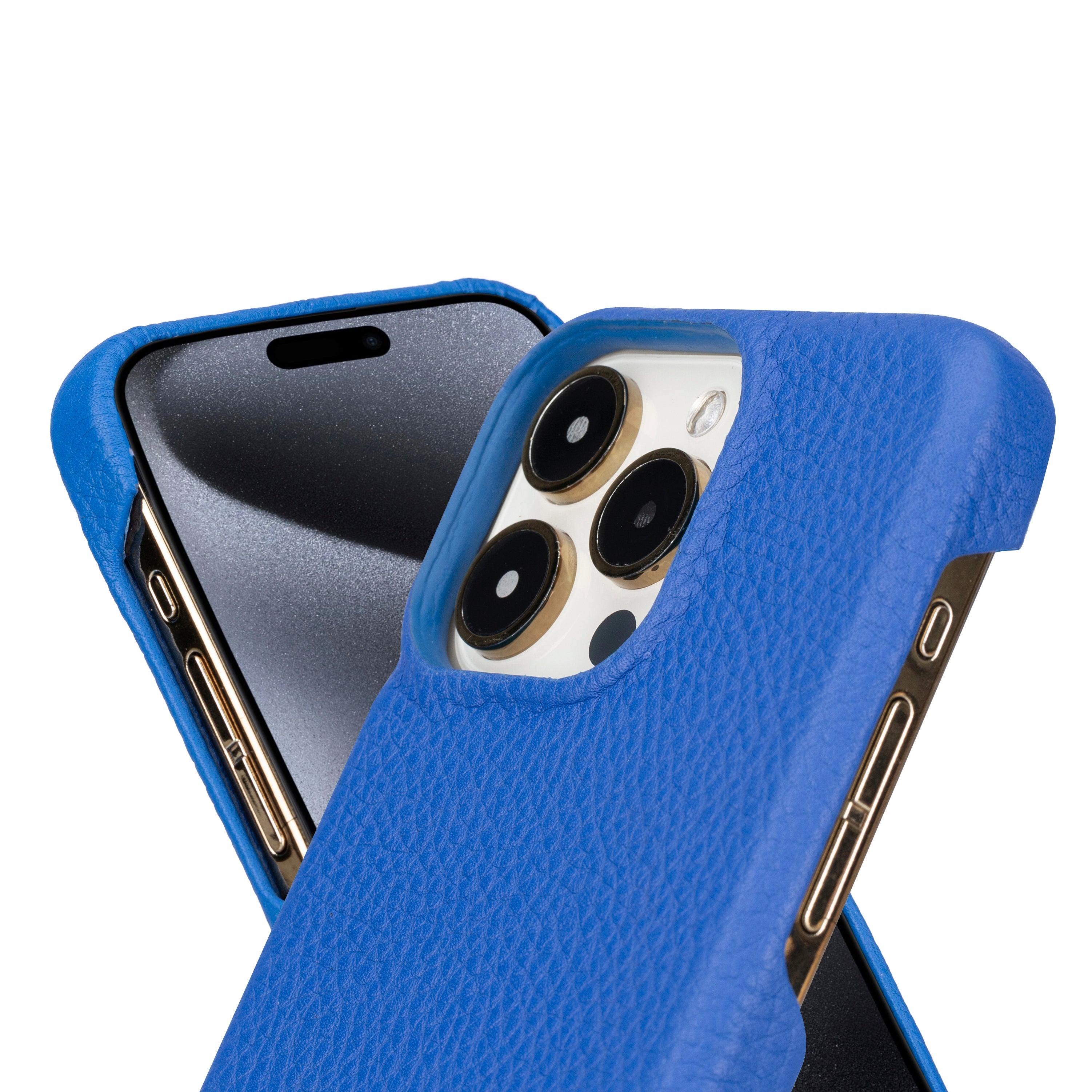 Coque arrière entièrement en cuir véritable à clipser pour iPhone 15 (6,1") F360
