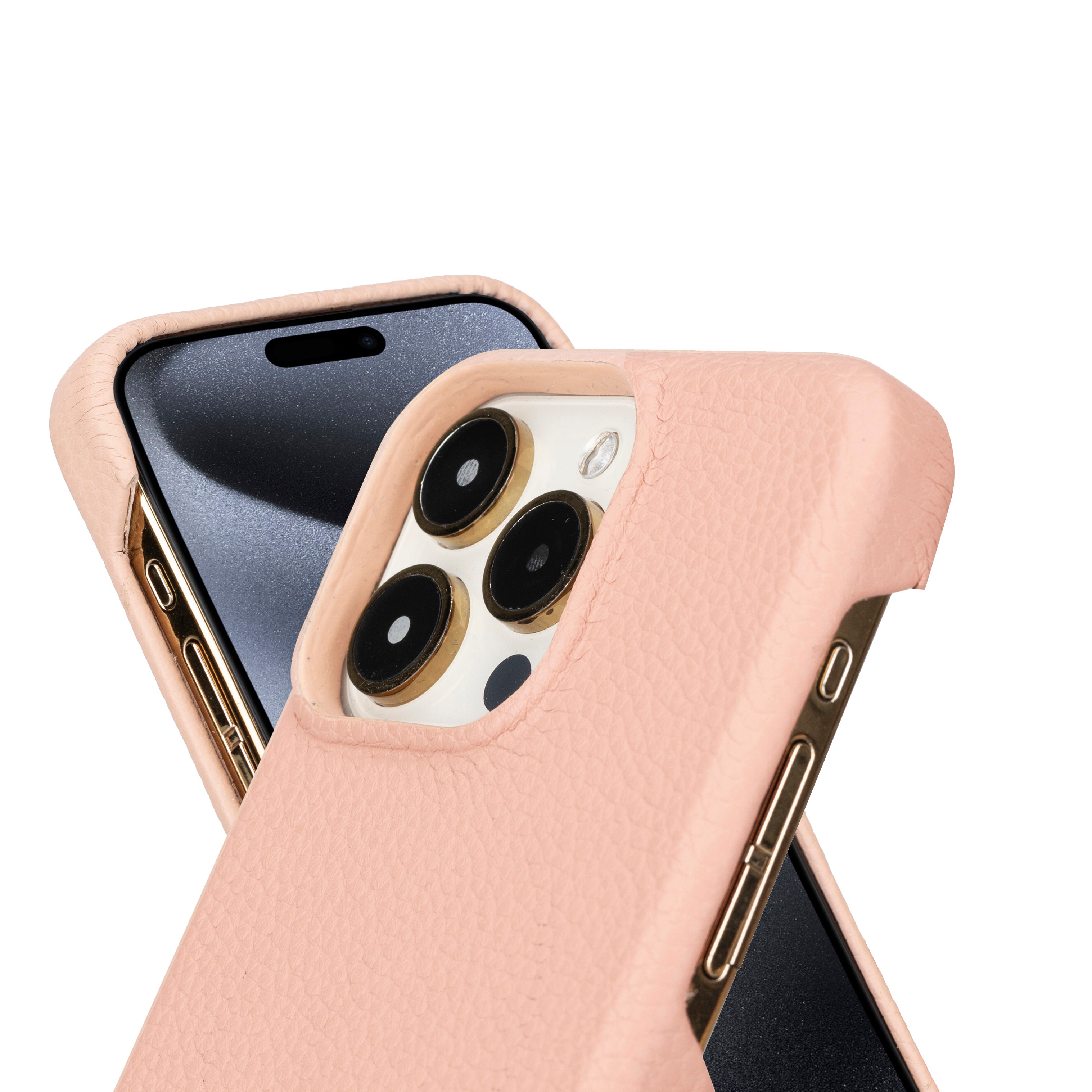 Coque arrière entièrement en cuir véritable à clipser pour iPhone 15 Pro (6,1") F360