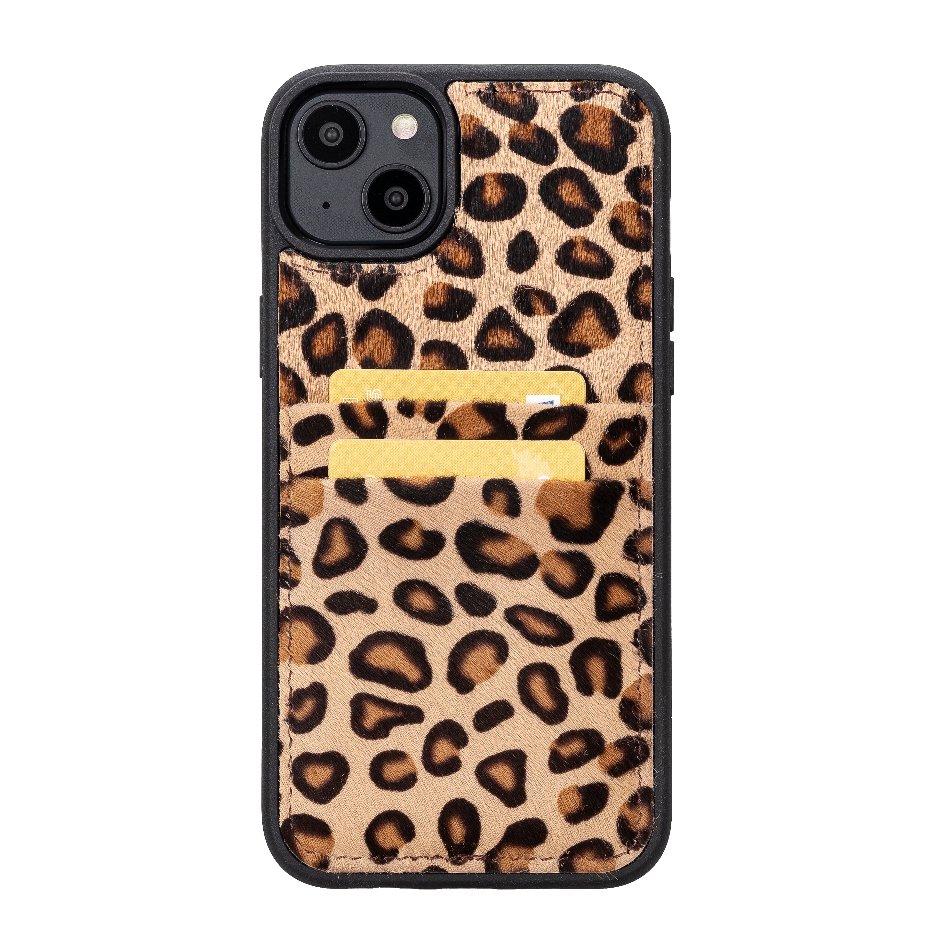 iPhone 14 Pro Max (6.7") Genuine Leather Flex Cover Back Snap On Case with Card Holder
