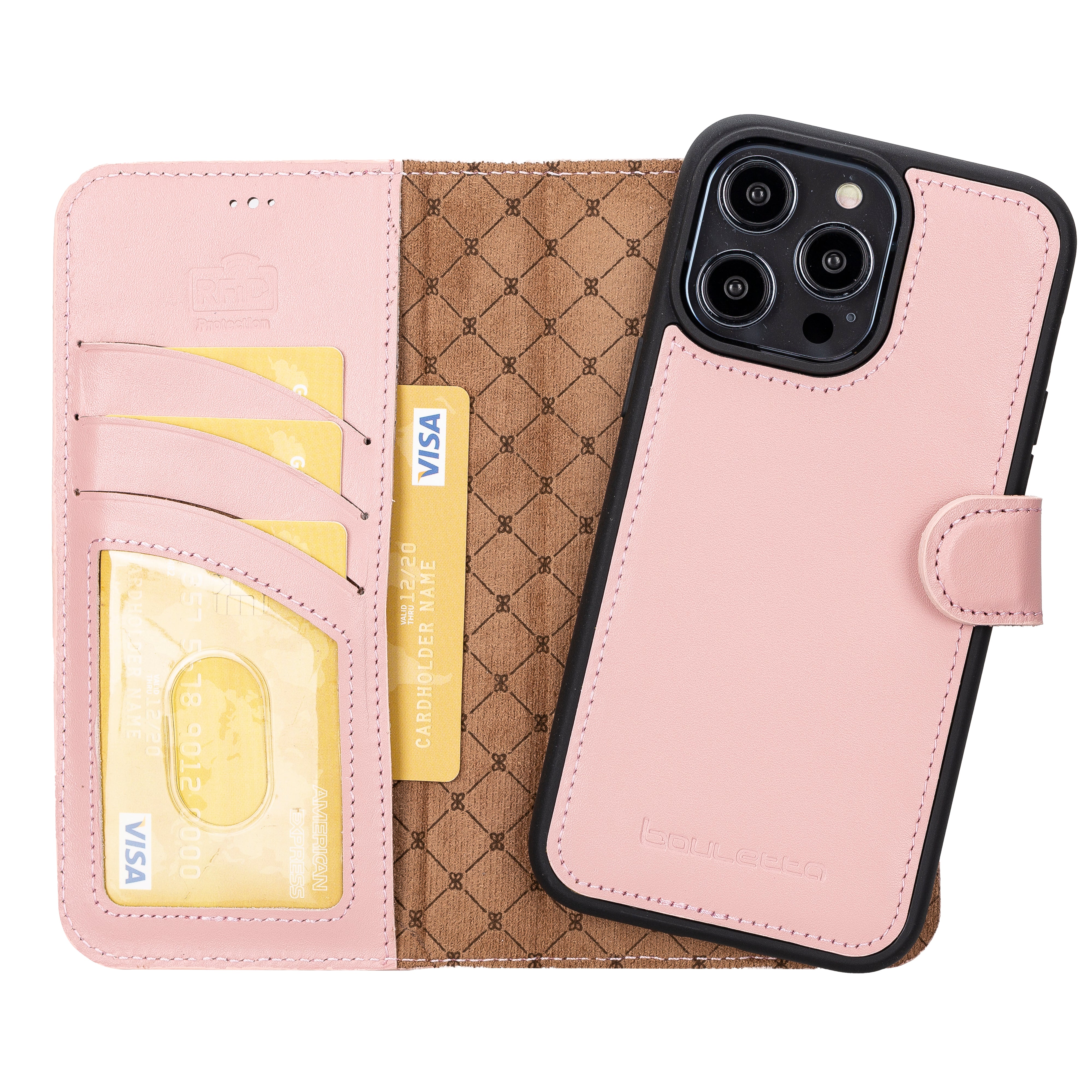Étui portefeuille amovible en cuir véritable pour iPhone 14 Pro Max (6,7")