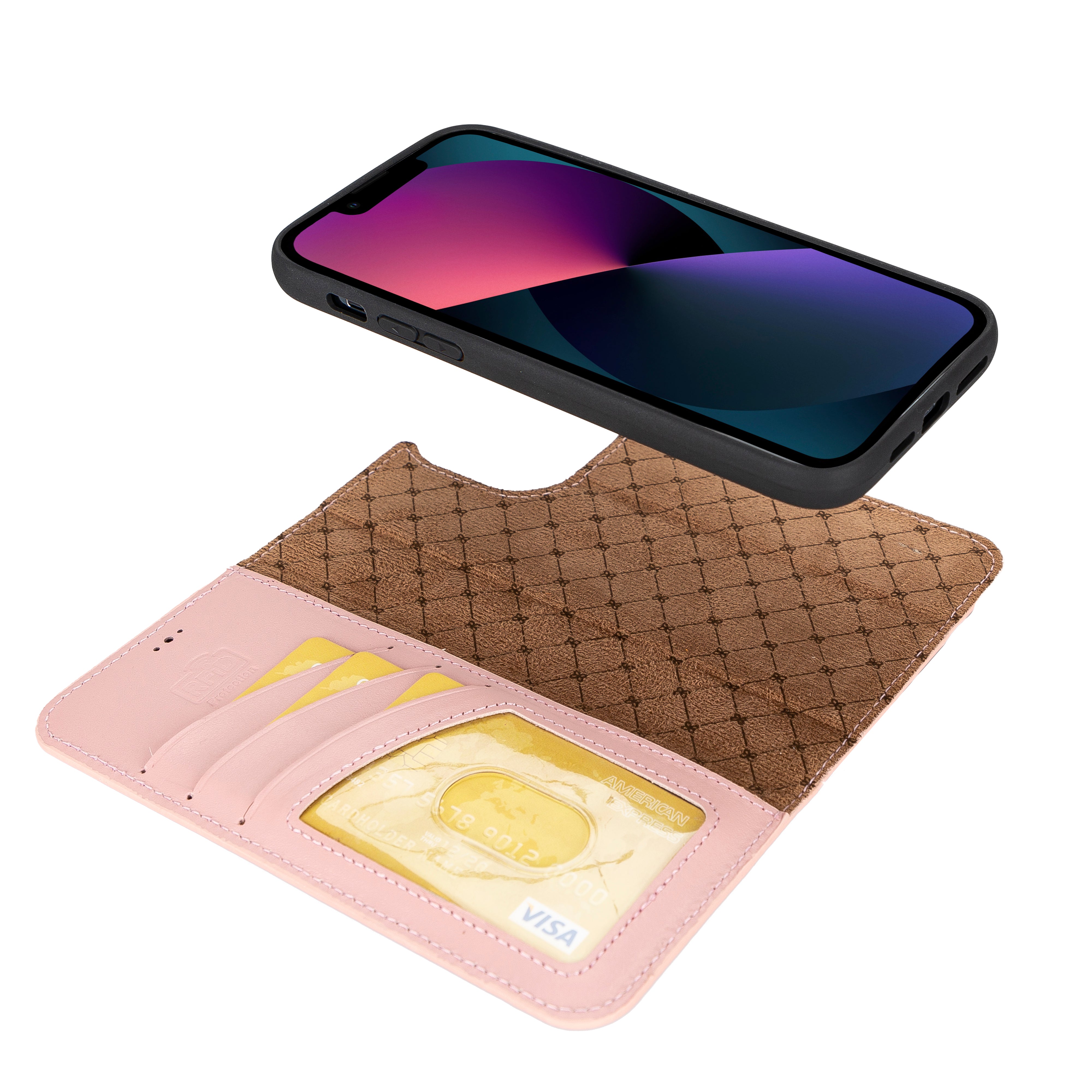 Étui portefeuille amovible en cuir véritable pour iPhone 14 Pro Max (6,7")
