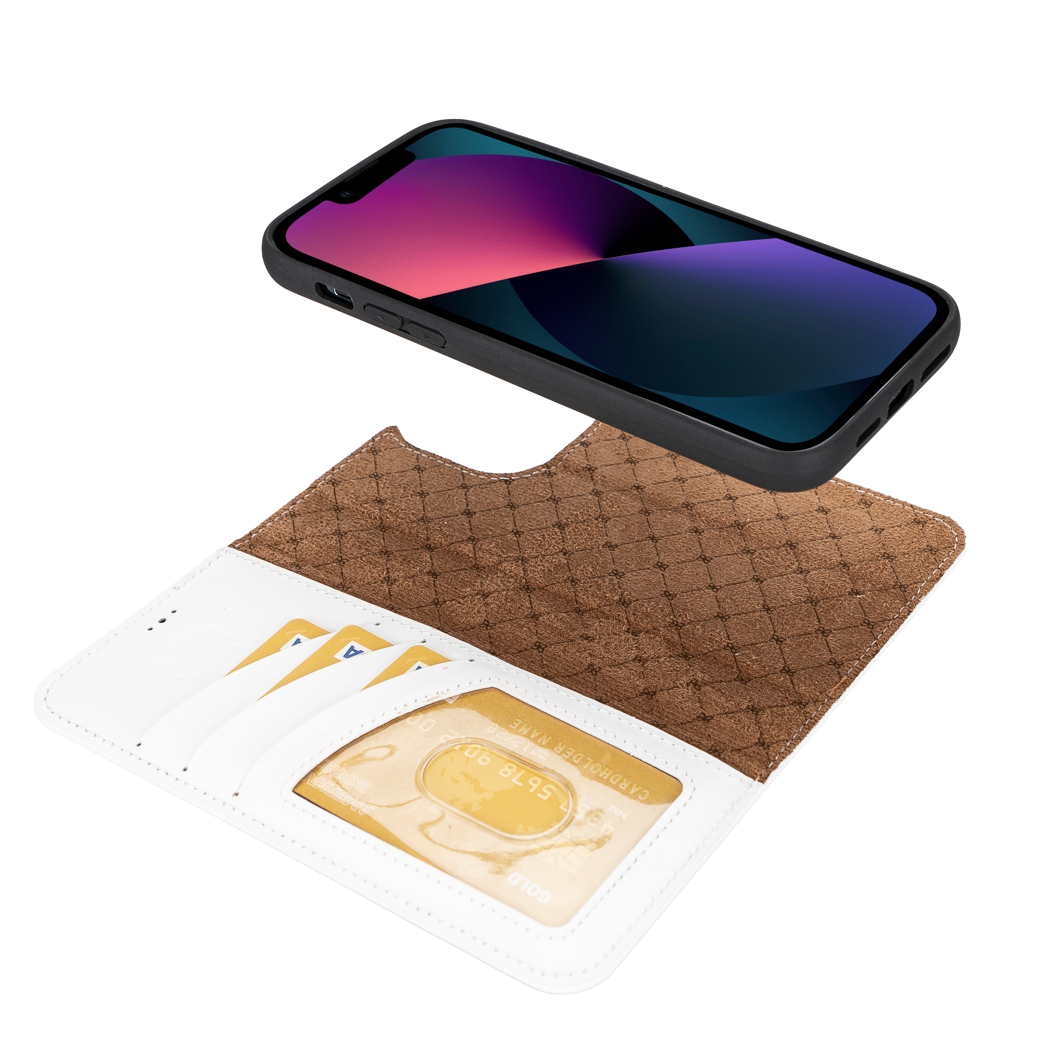 Étui portefeuille amovible en cuir véritable pour iPhone 14 Pro Max (6,7")