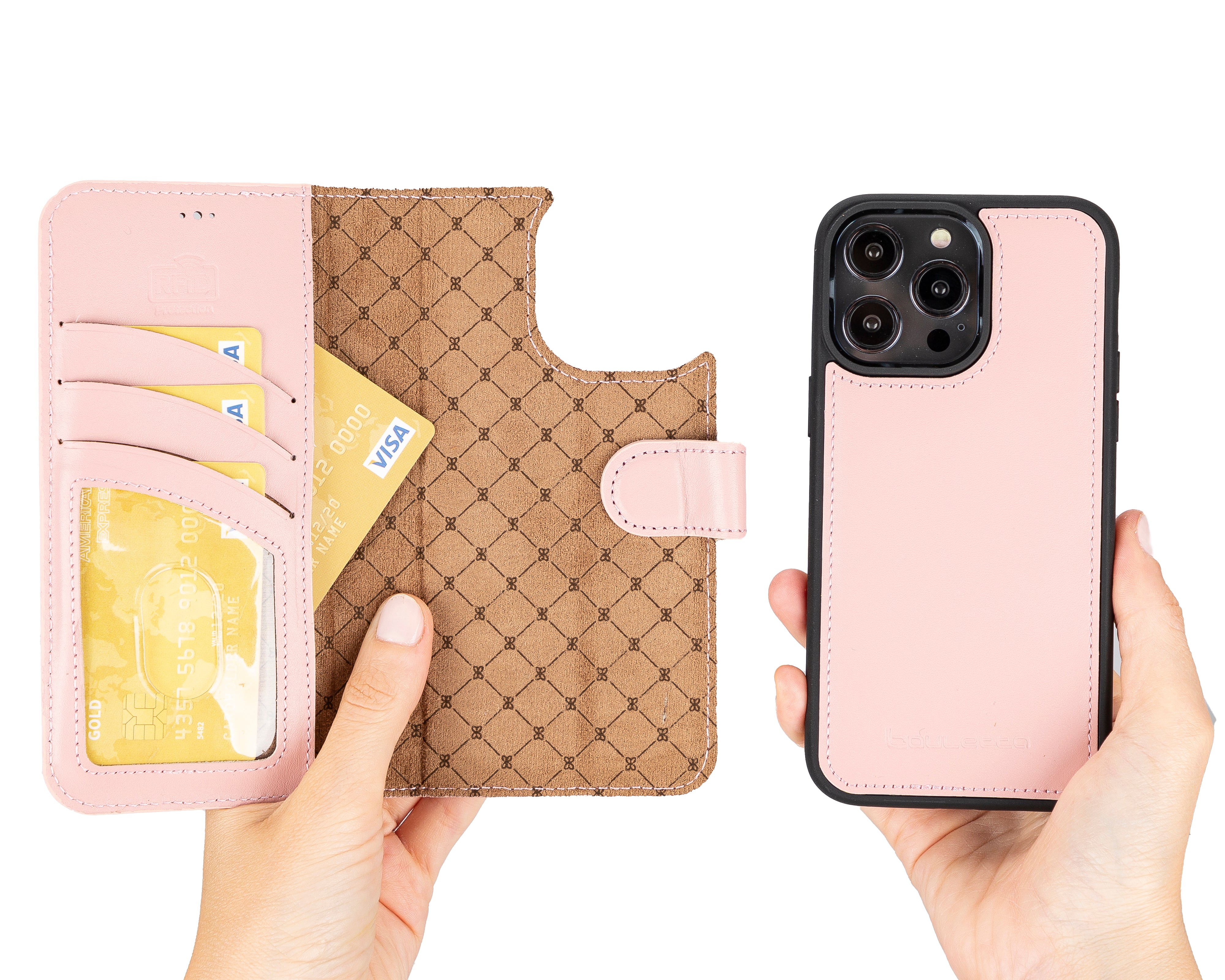 Étui portefeuille amovible en cuir véritable pour iPhone 14 Pro Max (6,7")