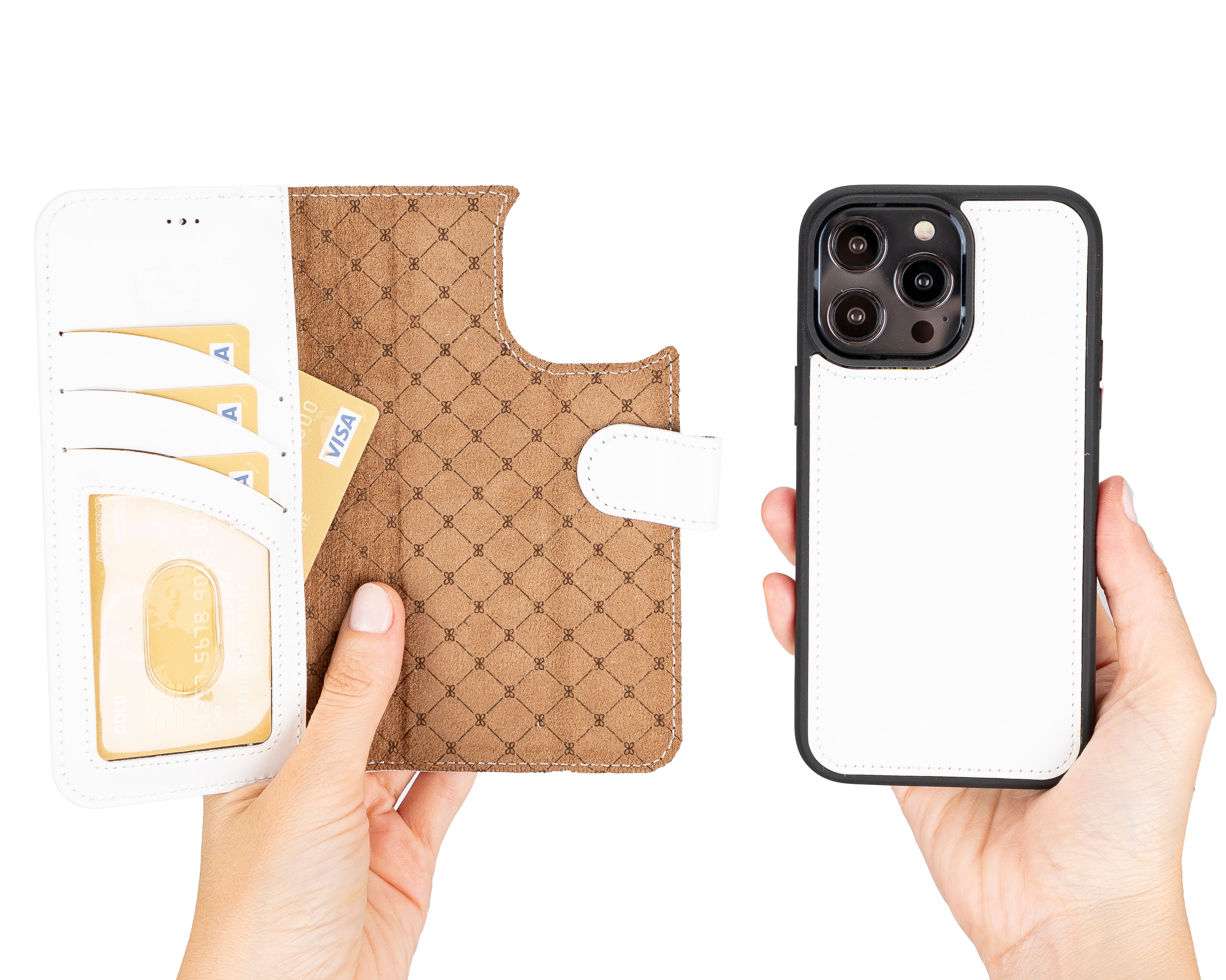 Étui portefeuille amovible en cuir véritable pour iPhone 14 Pro Max (6,7")
