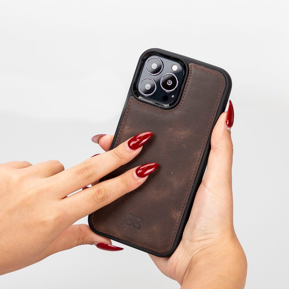 Coque arrière flexible en cuir véritable pour iPhone 13 Series