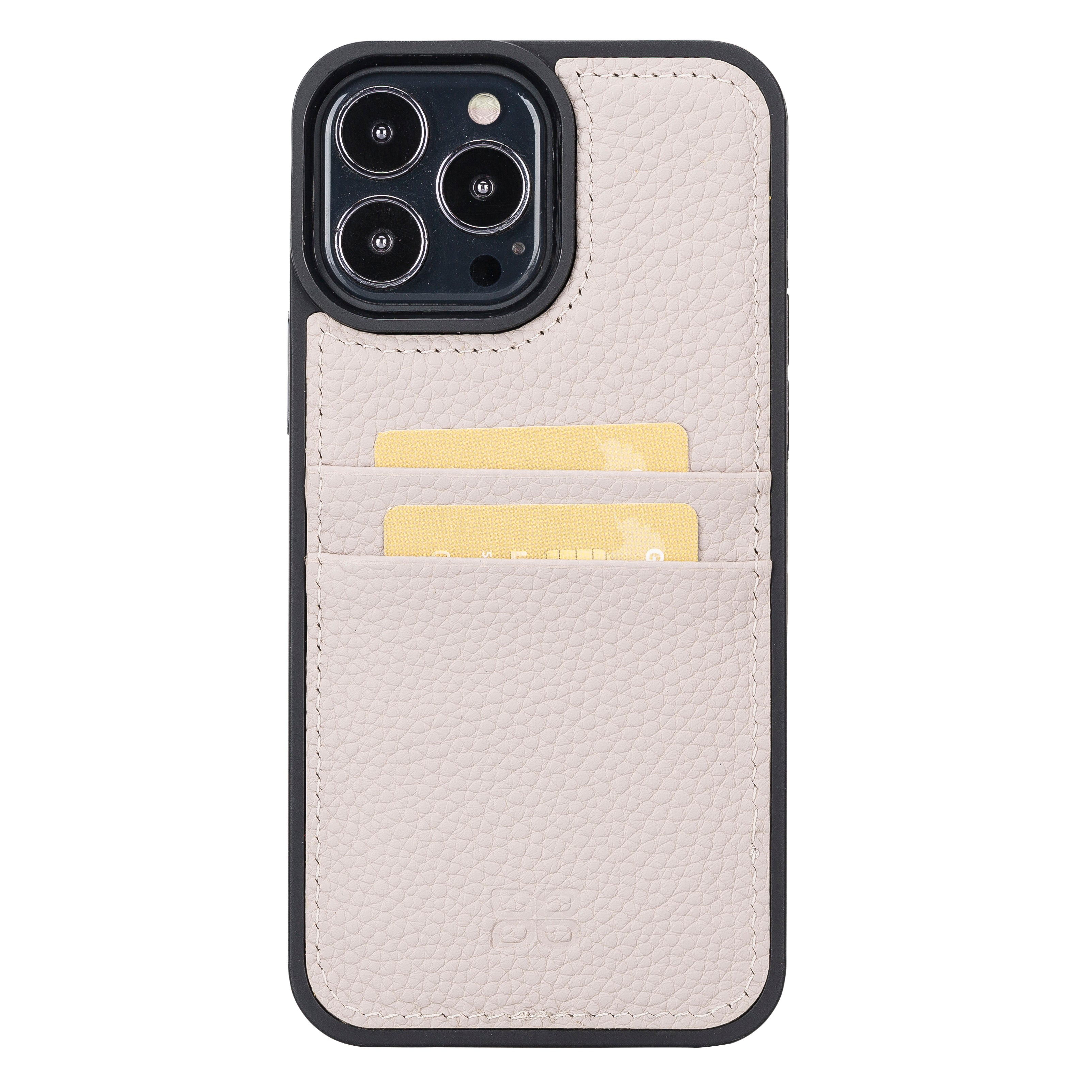 Coque arrière flexible en cuir véritable pour iPhone 13 Series avec porte-cartes