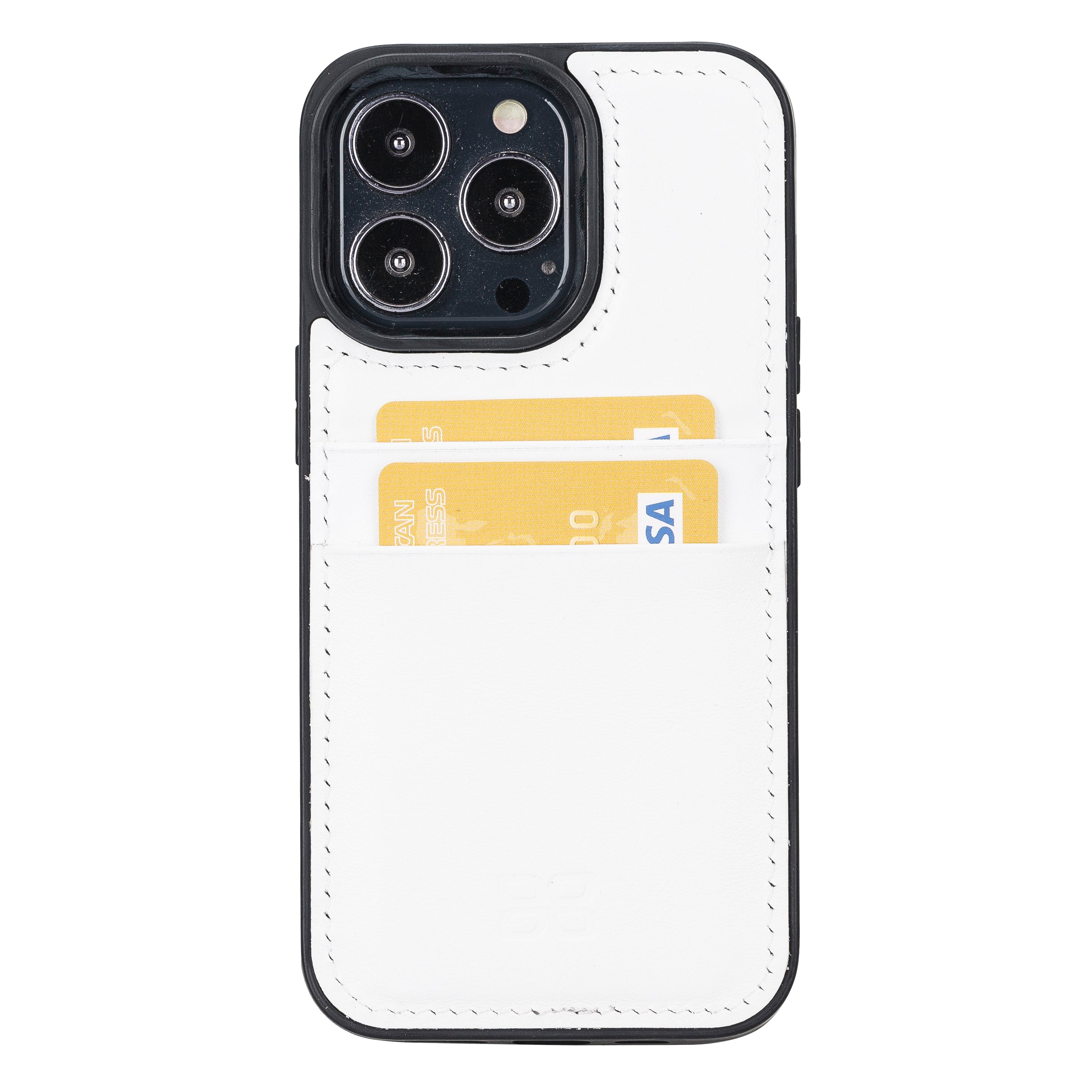 Coque arrière flexible en cuir véritable pour iPhone 13 Series avec porte-cartes