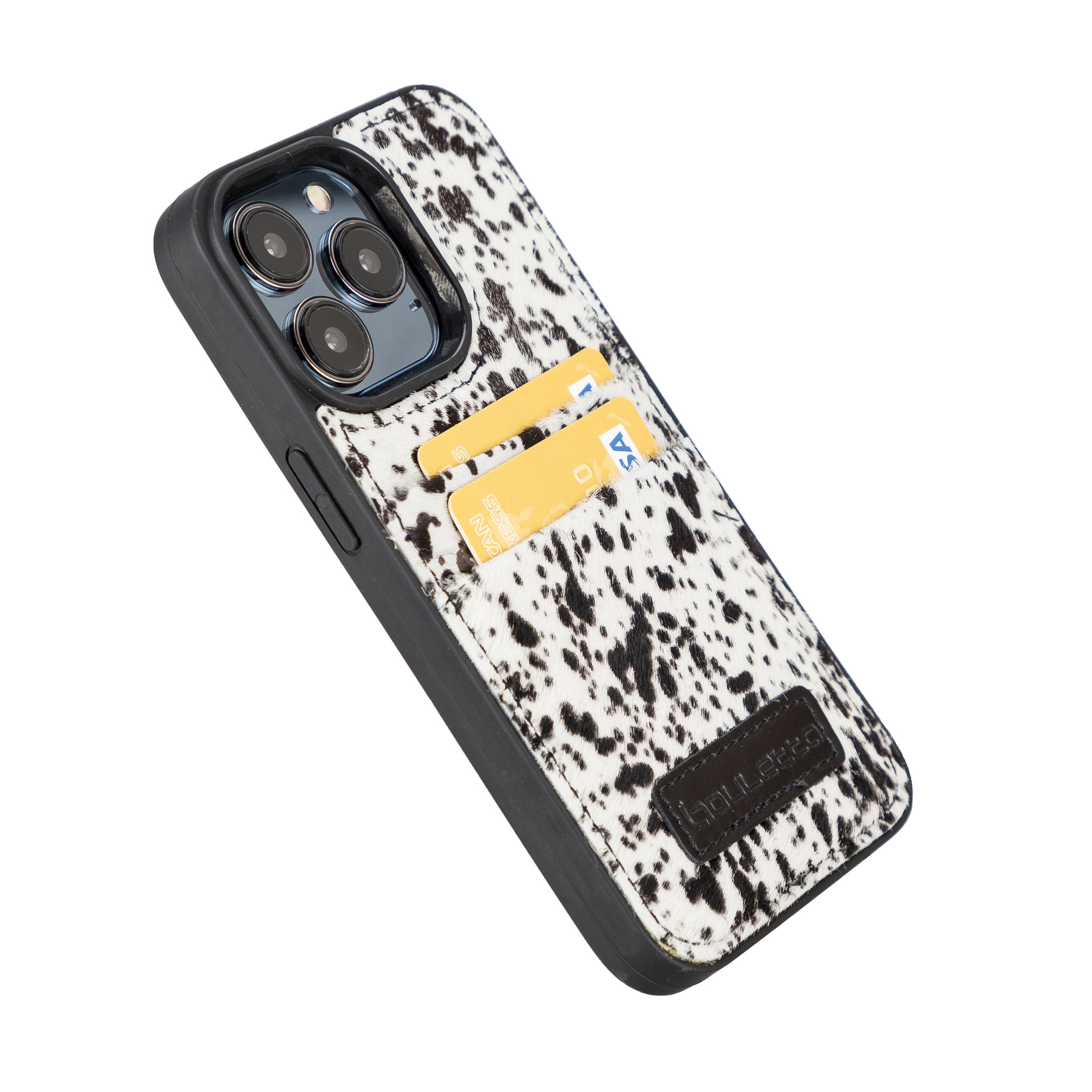 Coque arrière flexible en cuir véritable pour iPhone 13 Series avec porte-cartes