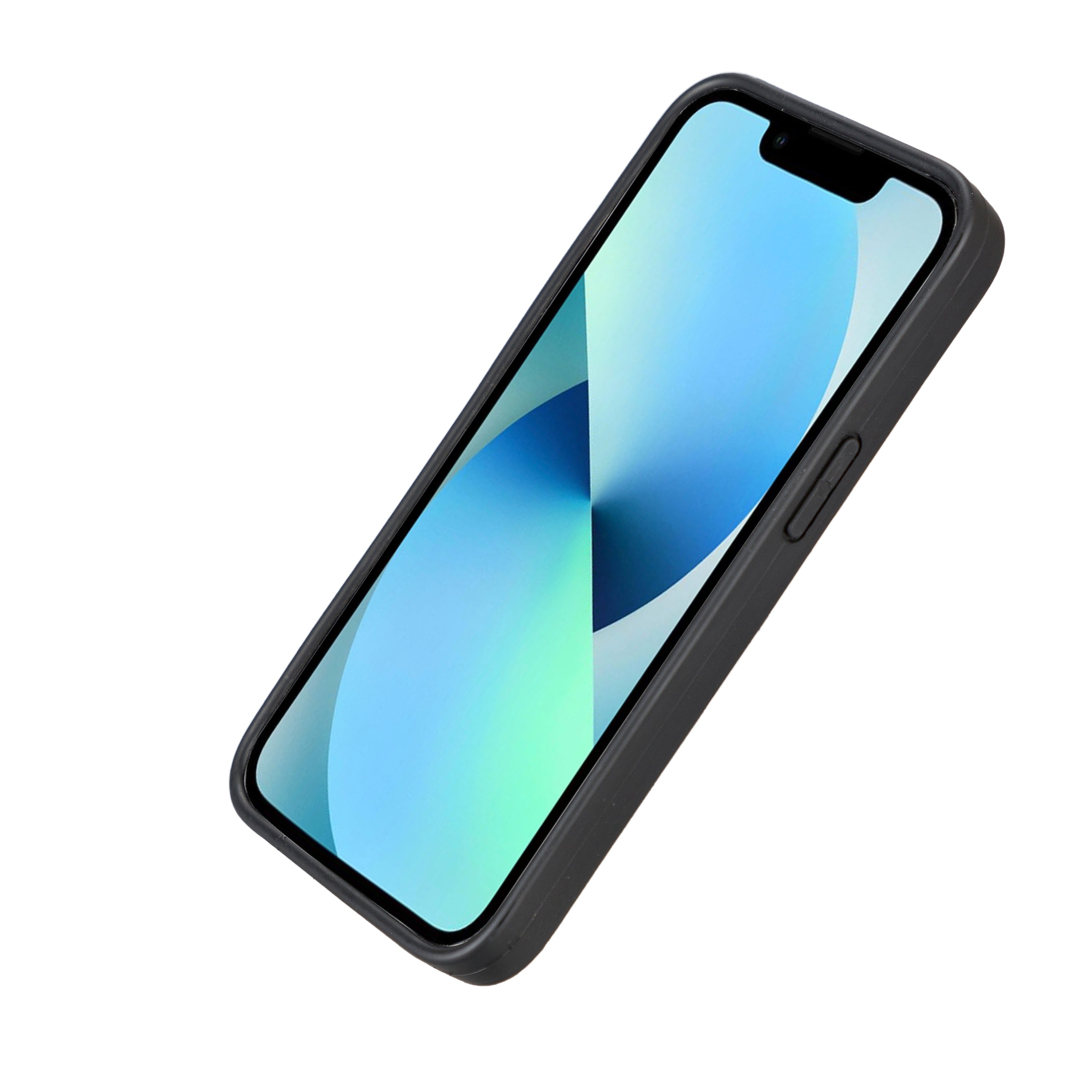 Coque arrière flexible en cuir véritable pour iPhone 13 Series avec porte-cartes