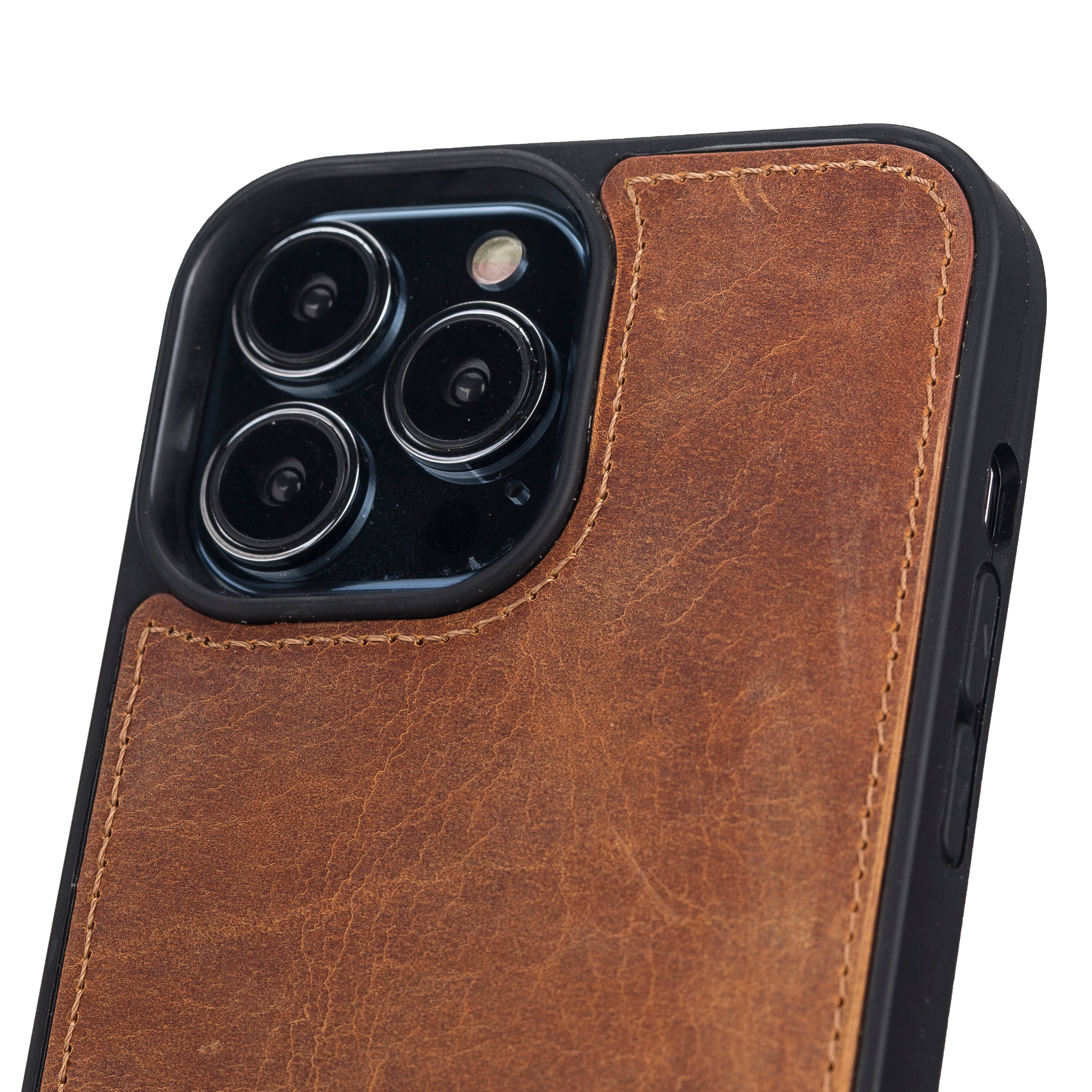 Coque arrière flexible en cuir véritable pour iPhone 13 Series