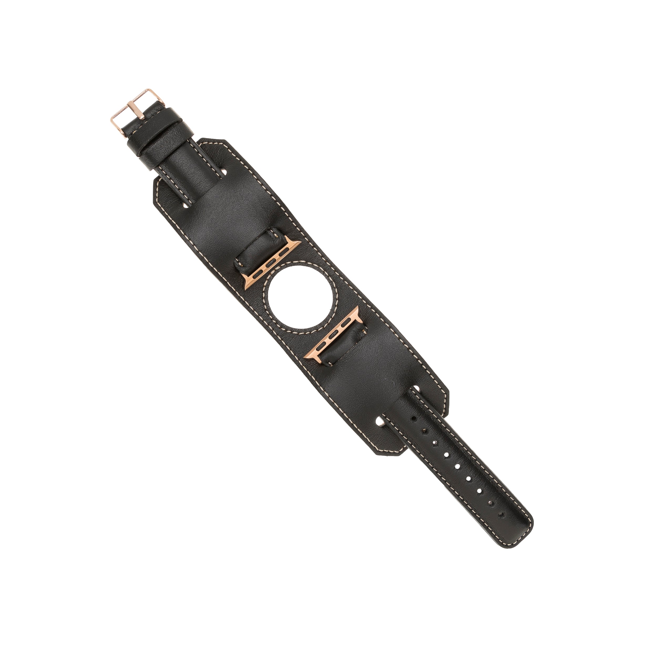 Black Cuff Apple iWatch Genuine Leather Watch Band