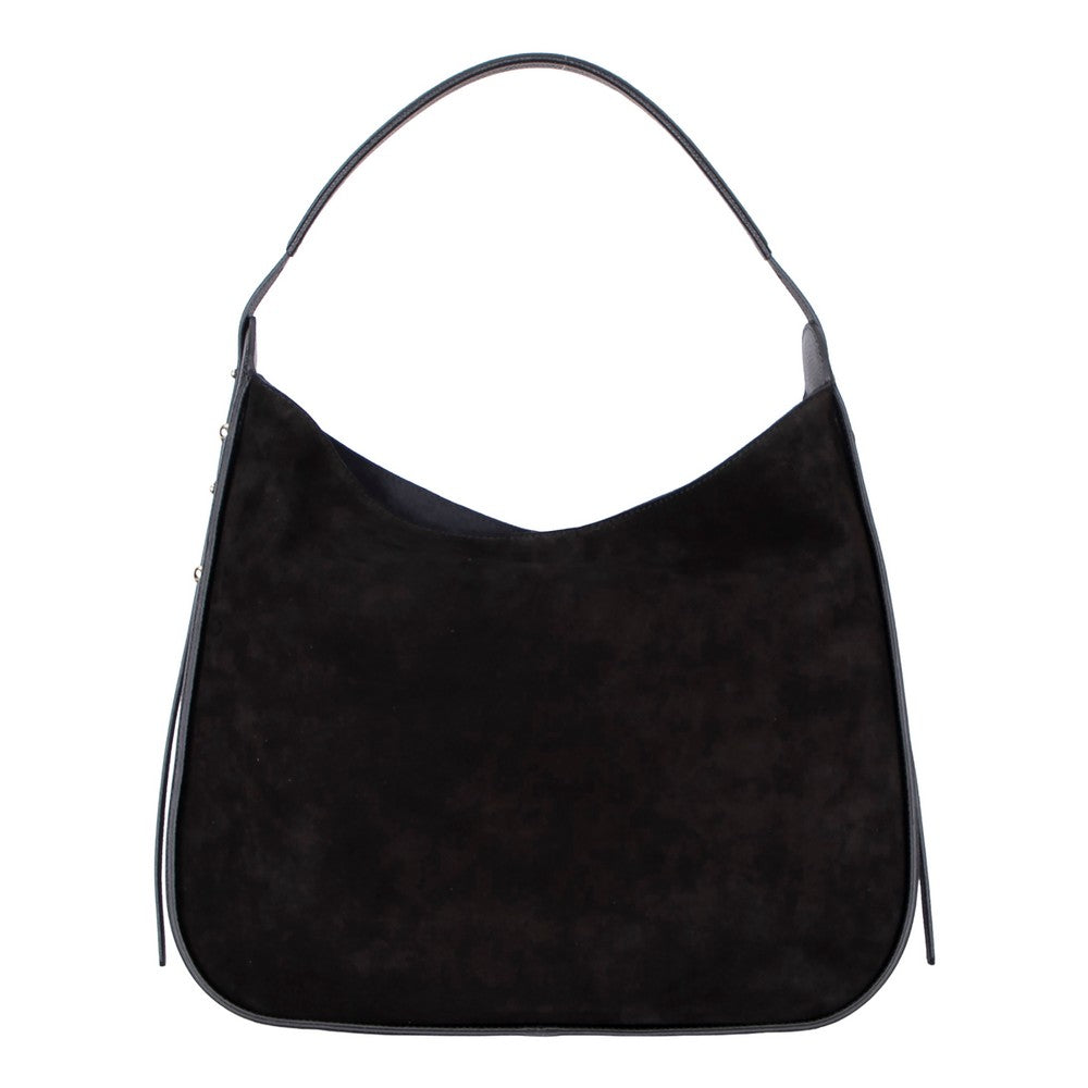 Black handbag on a white background