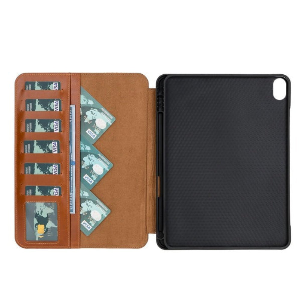 Eto iPad Air 10.9" genuine leather wallet case brown