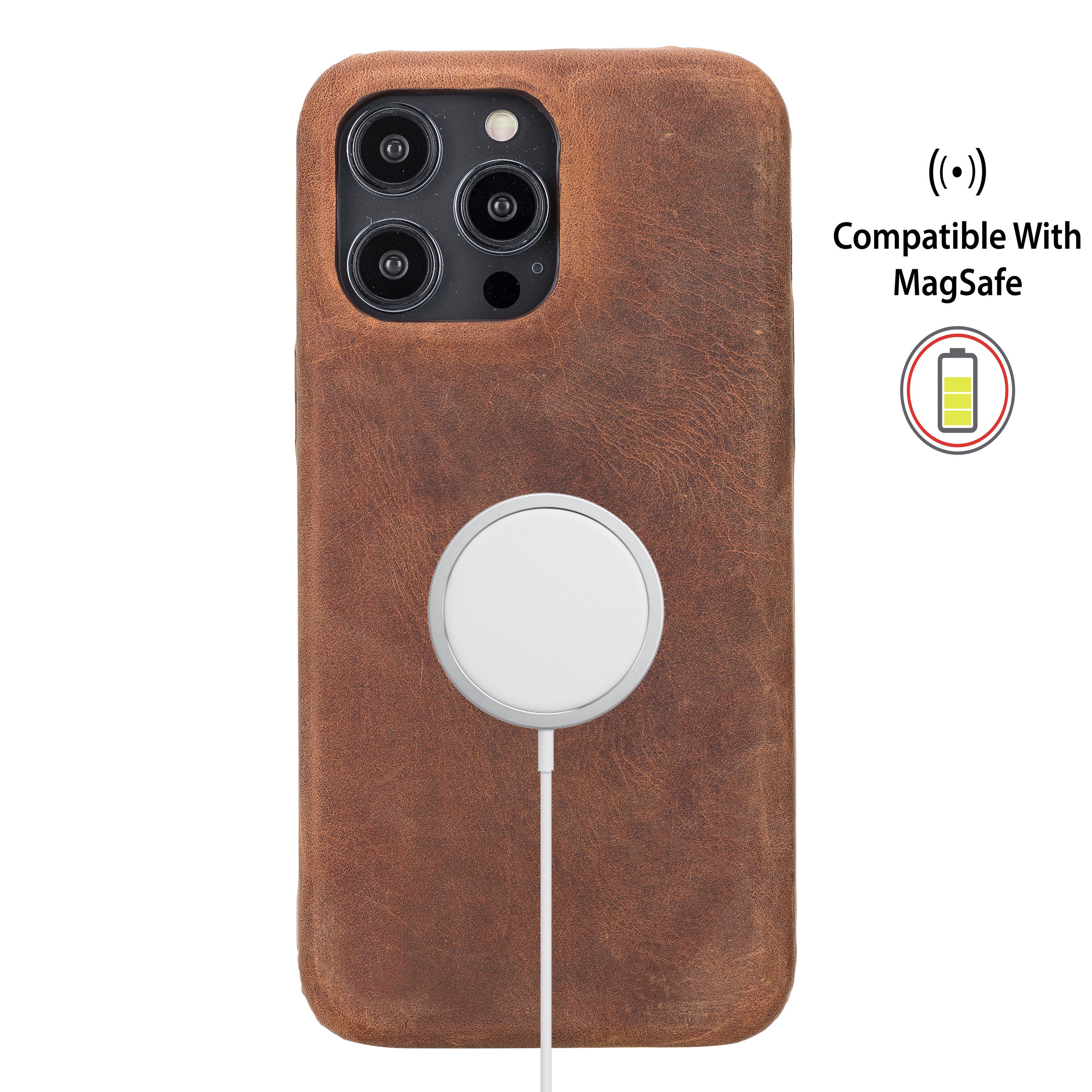 Coque arrière intégrale en cuir véritable pour iPhone 14 Plus (6,7") F360