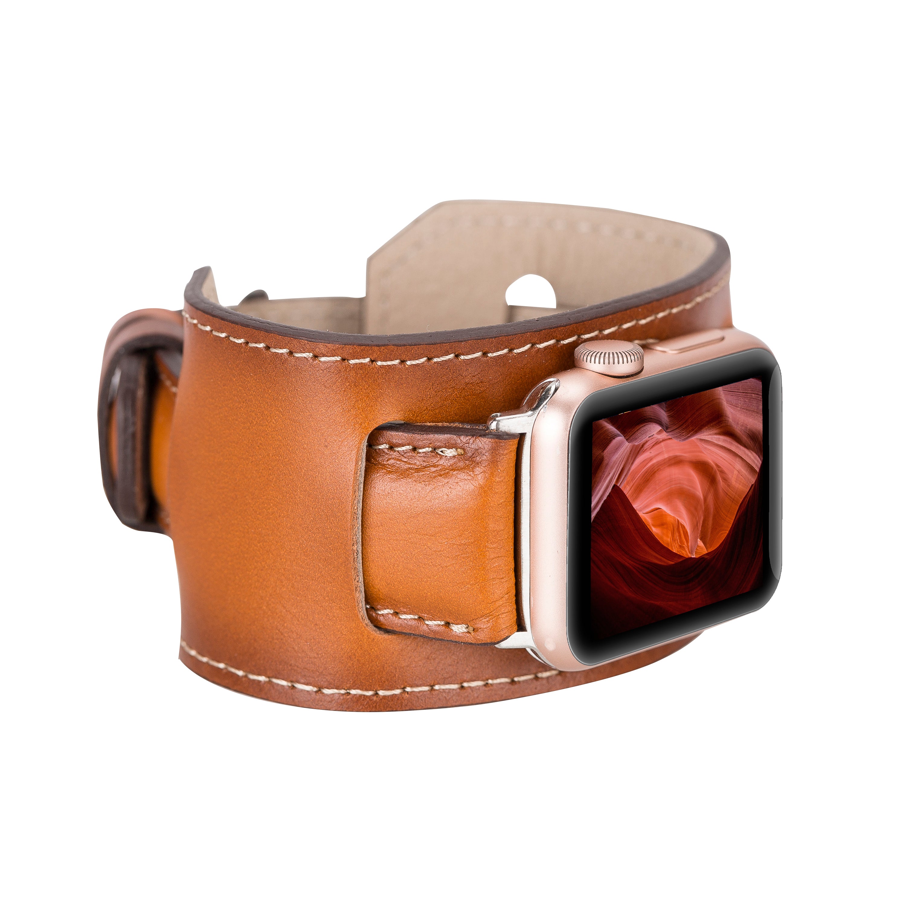 Tan Cuff Apple iWatch Genuine Leather Watch Band