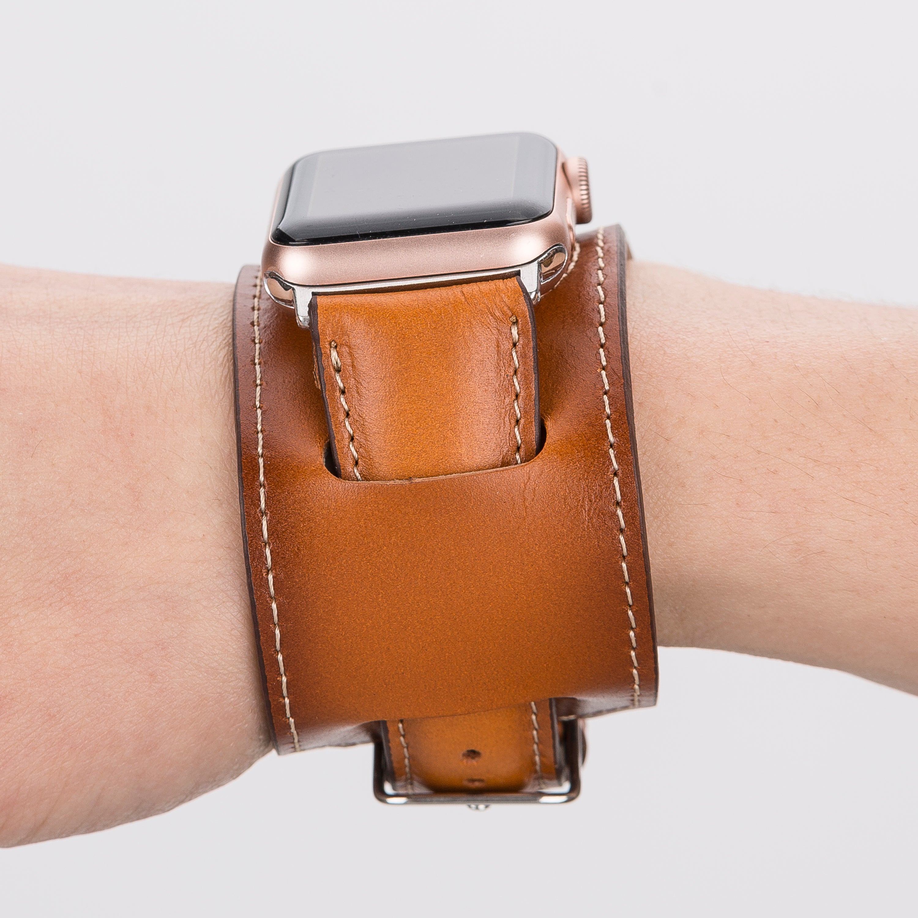 Tan Cuff Apple iWatch Genuine Leather Watch Band