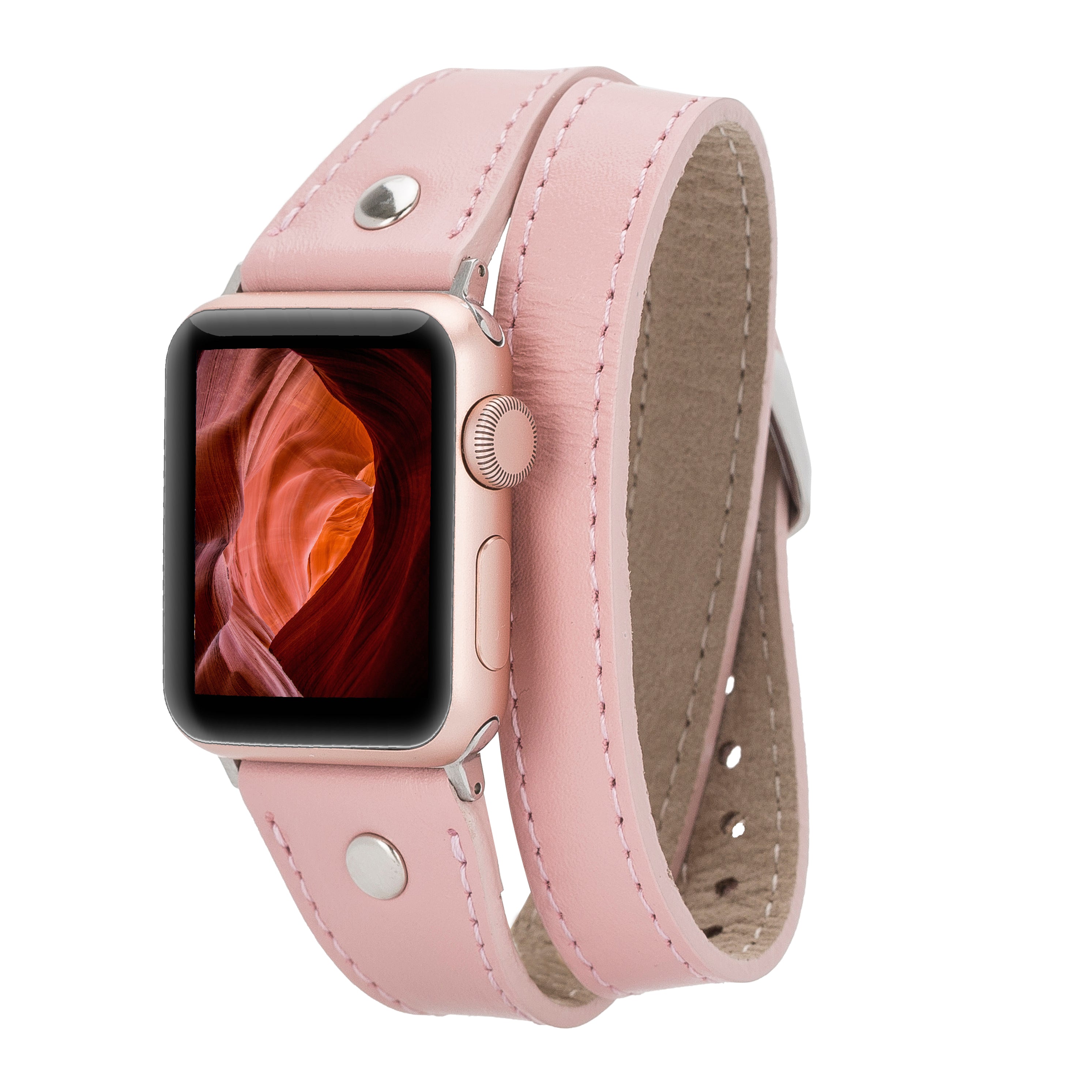 Bracelet de montre Hector en cuir véritable à double tour pour Apple iWatch