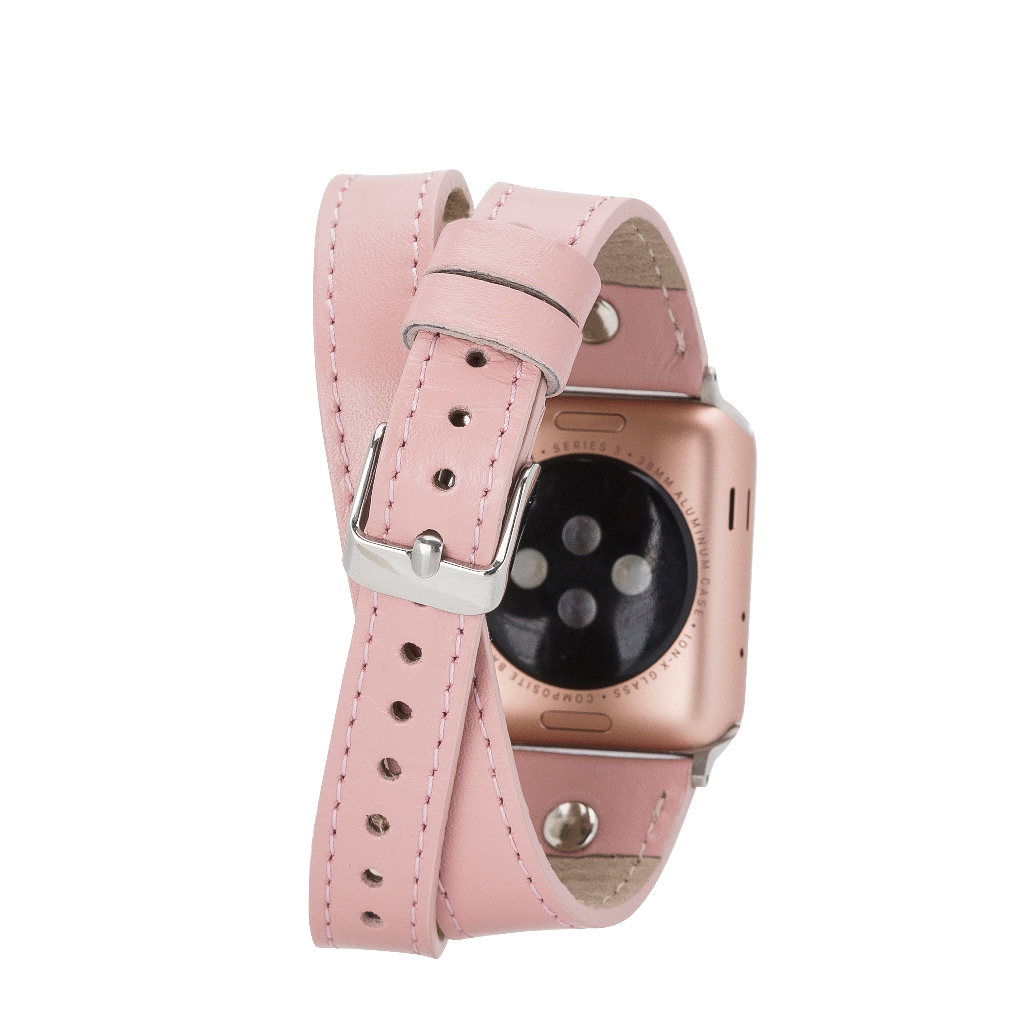Bracelet de montre Hector en cuir véritable à double tour pour Apple iWatch
