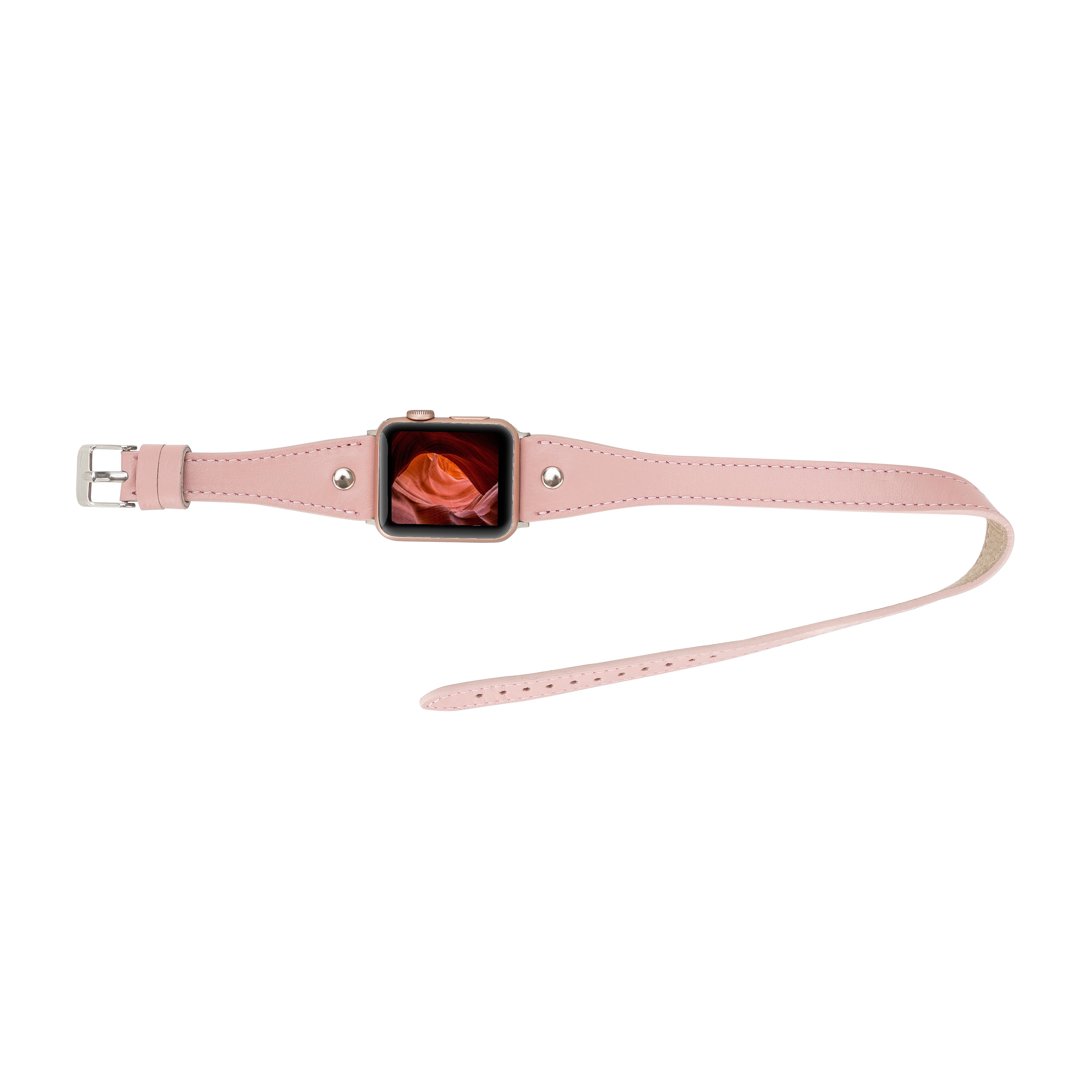 Bracelet de montre Hector en cuir véritable à double tour pour Apple iWatch