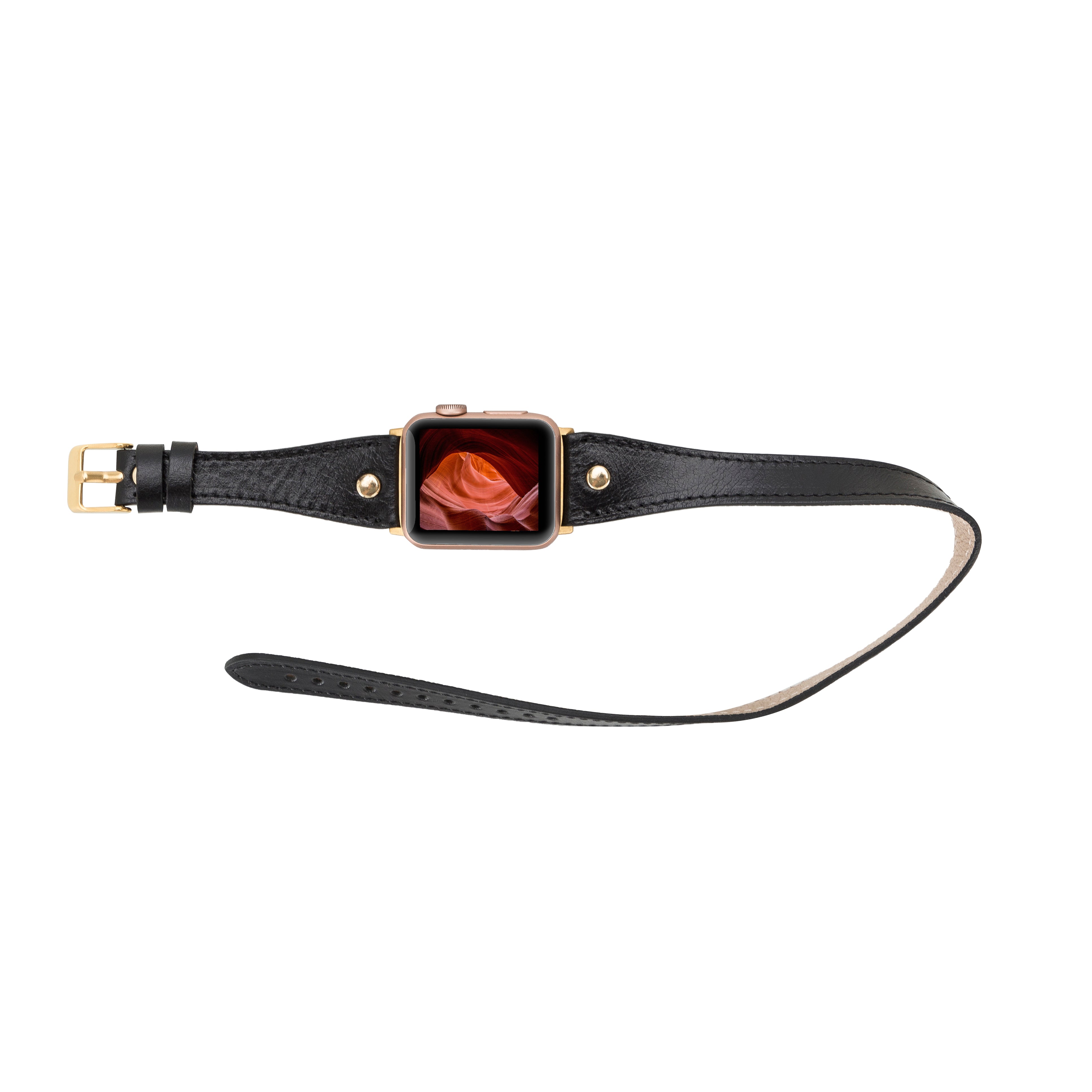 Bracelet de montre Hector en cuir véritable à double tour pour Apple iWatch