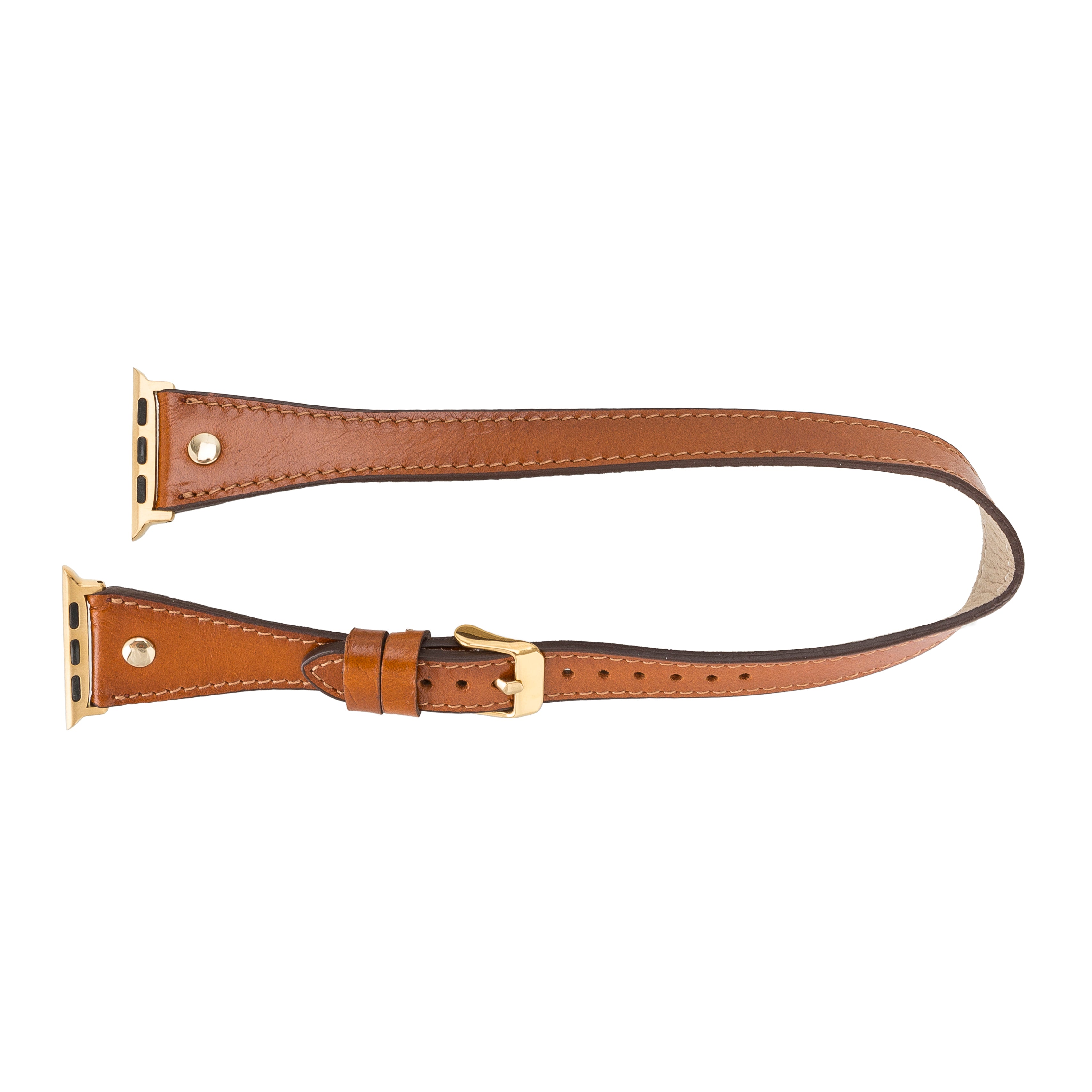 Bracelet de montre Hector en cuir véritable à double tour pour Apple iWatch