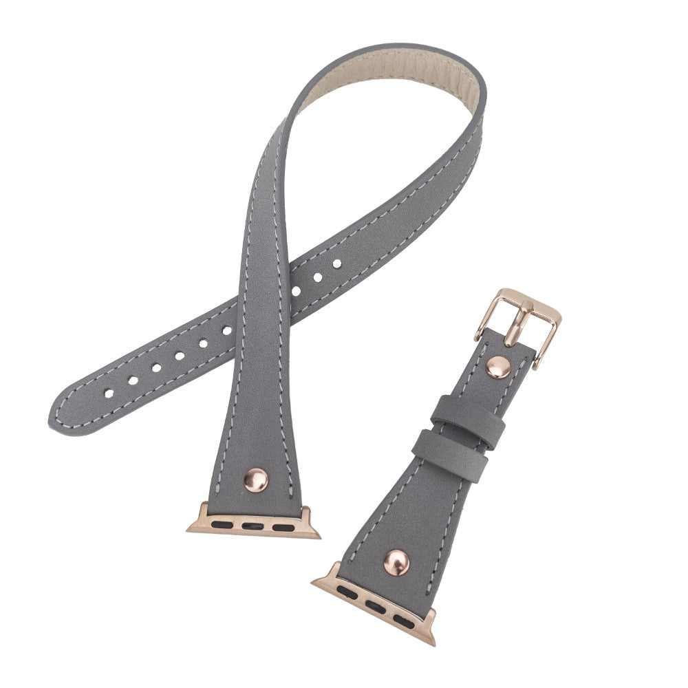 Bracelet de montre Hector en cuir véritable à double tour pour Apple iWatch
