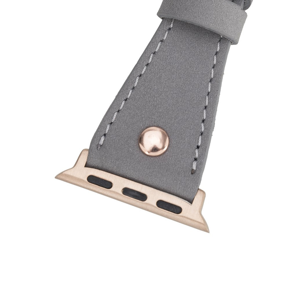 Bracelet de montre Hector en cuir véritable à double tour pour Apple iWatch