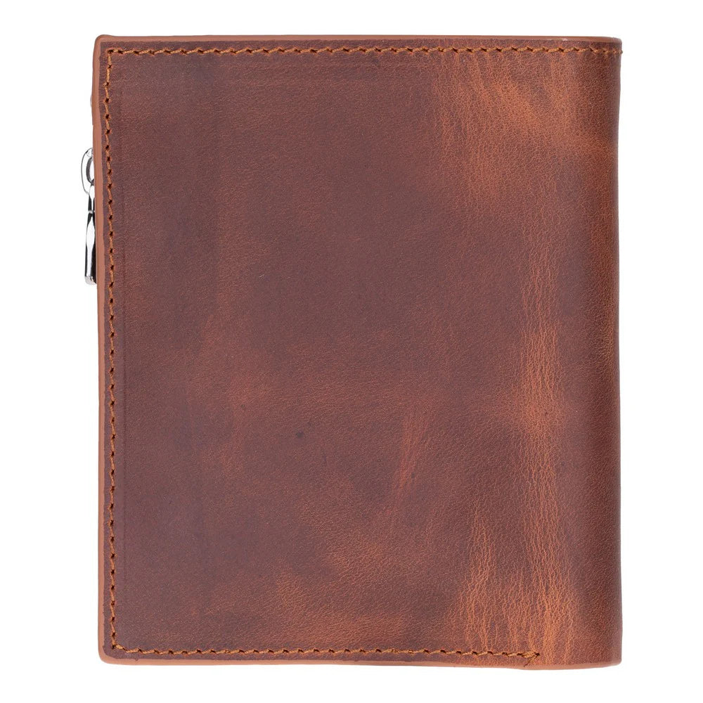 Brown leather wallet on a white background