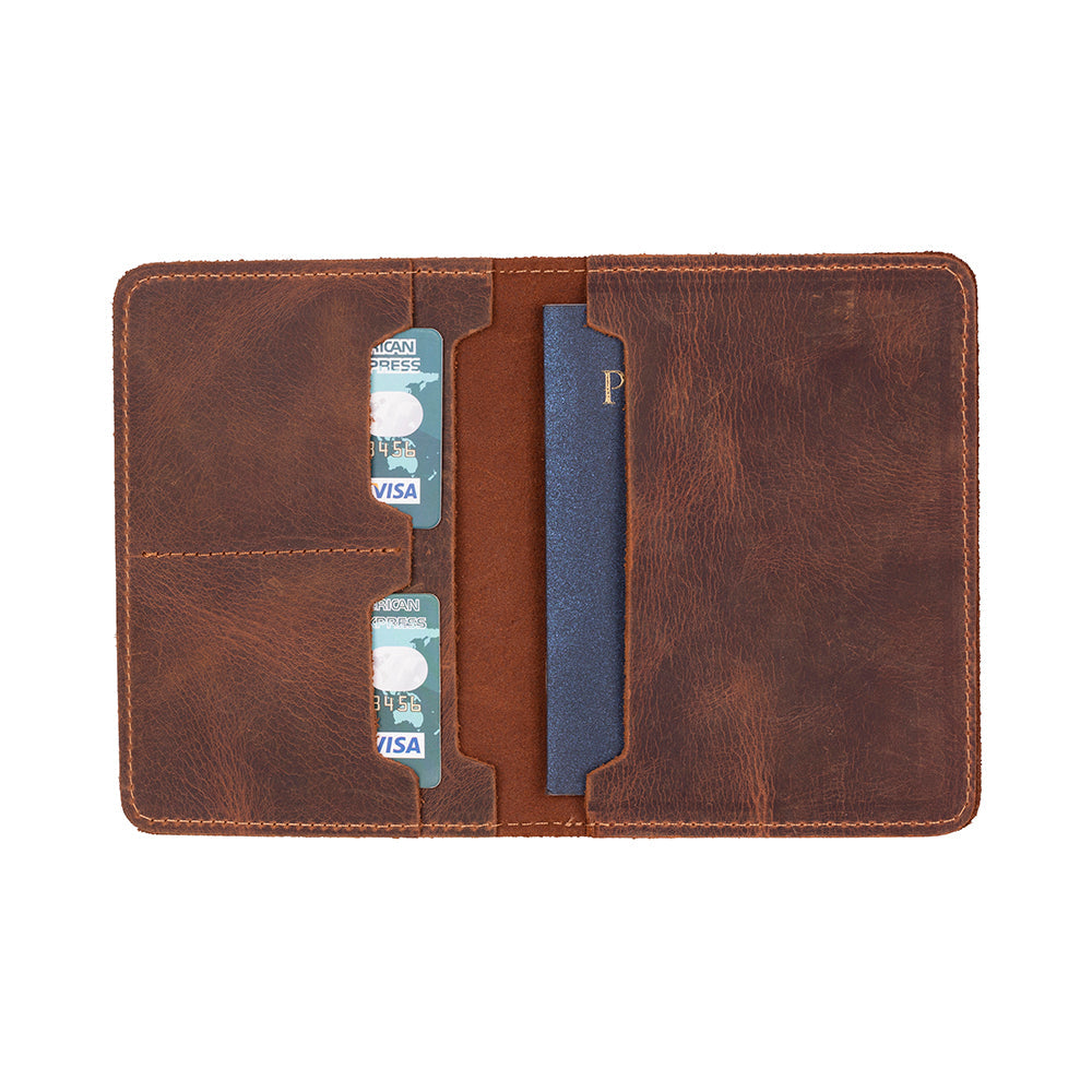 Portefeuille pour passeport en cuir véritable Orbion