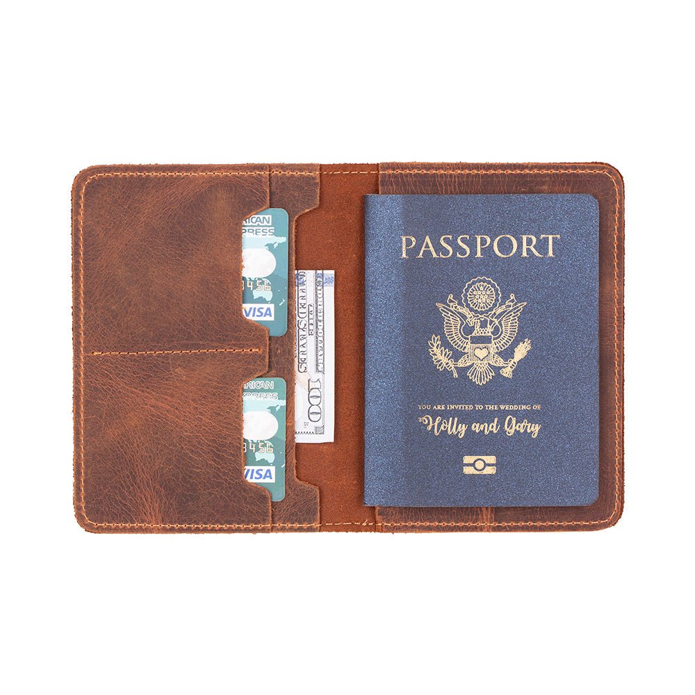 Portefeuille pour passeport en cuir véritable Orbion