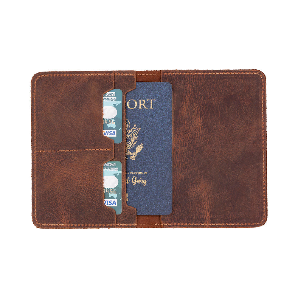 Portefeuille pour passeport en cuir véritable Orbion