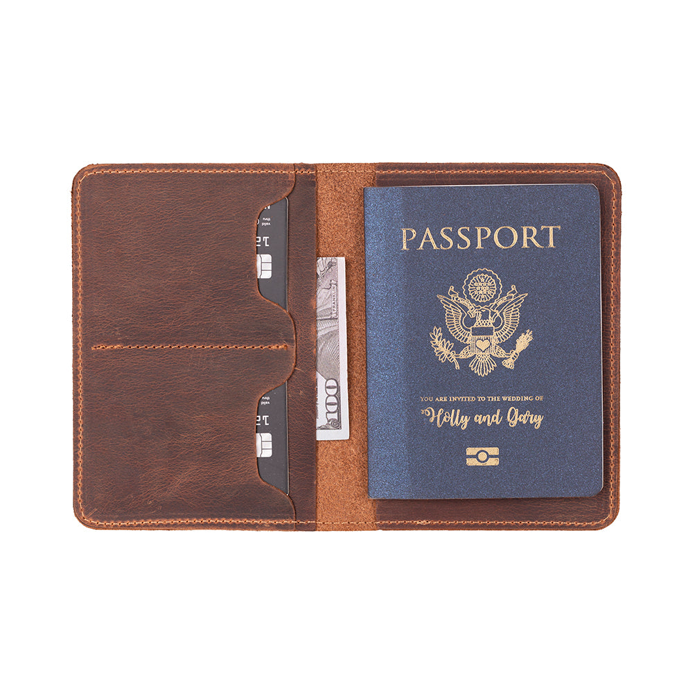 Portefeuille passeport en cuir véritable Stronova