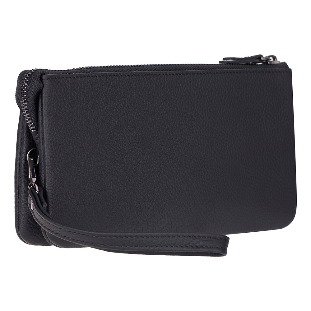 Majeste women’s genuine leather clutch bag with wrist strap and zipper closure