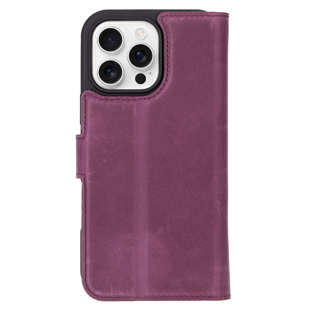 Étui portefeuille en cuir Fuzzy pour iPhone 16 Pro (6.3")